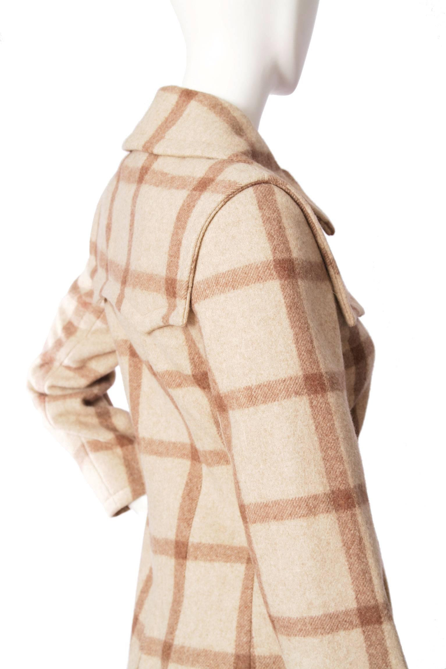 1960s Givenchy Beige Checkered Wool Coat 4