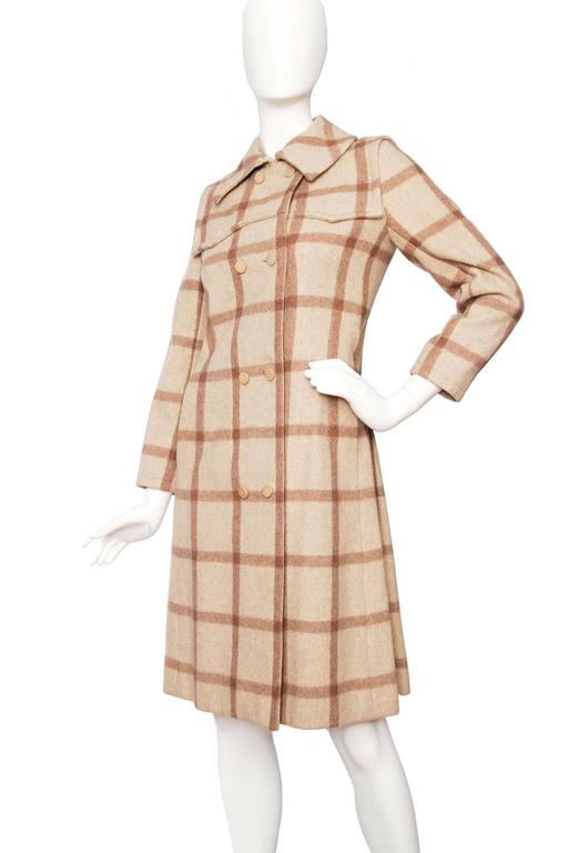1960s Givenchy Beige Checkered Wool Coat at 1stDibs