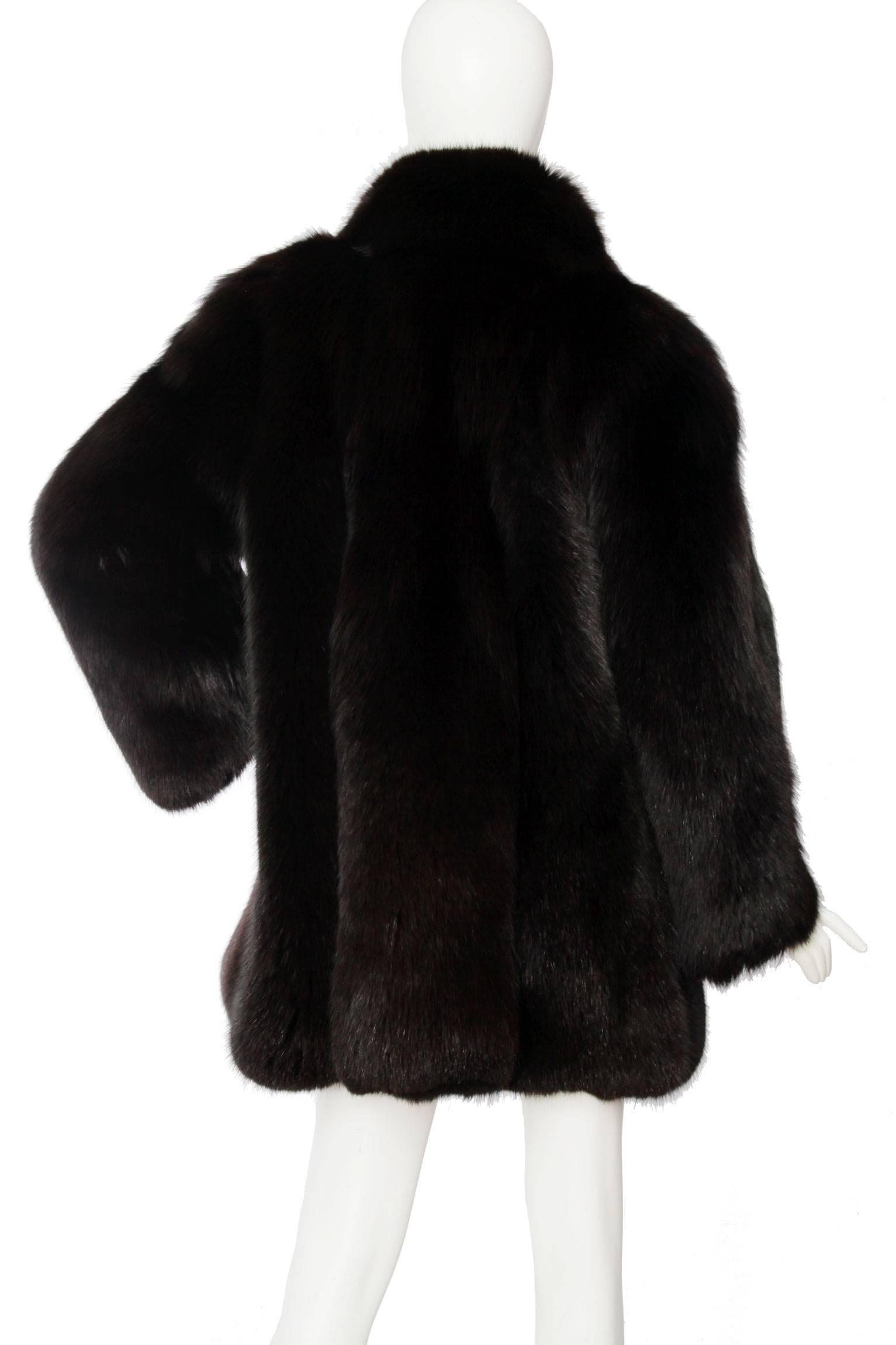 Women's 1980s Black Dyed Blue Fox Fur Coat