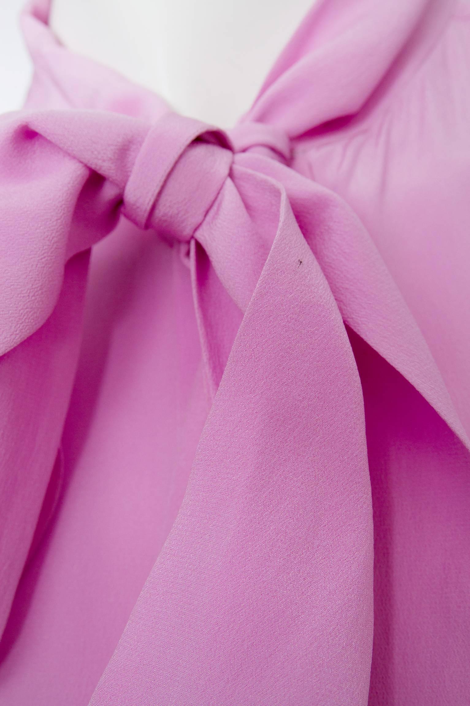 1970s Yves Saint Laurent Pink Silk Blouse  For Sale 3