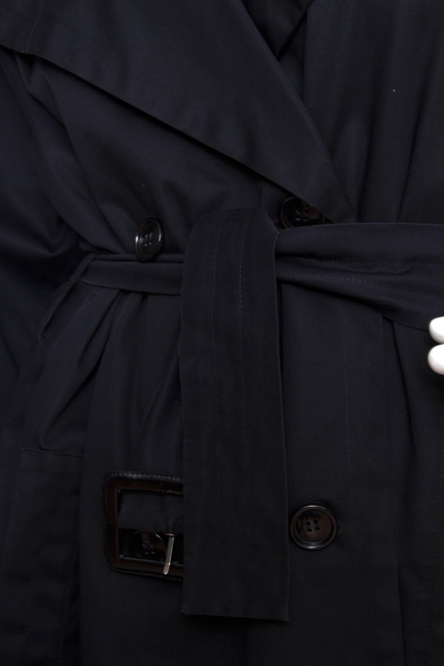 1970s Black Yves Saint Laurent Rive Gauche Cotton Trench Coat 4