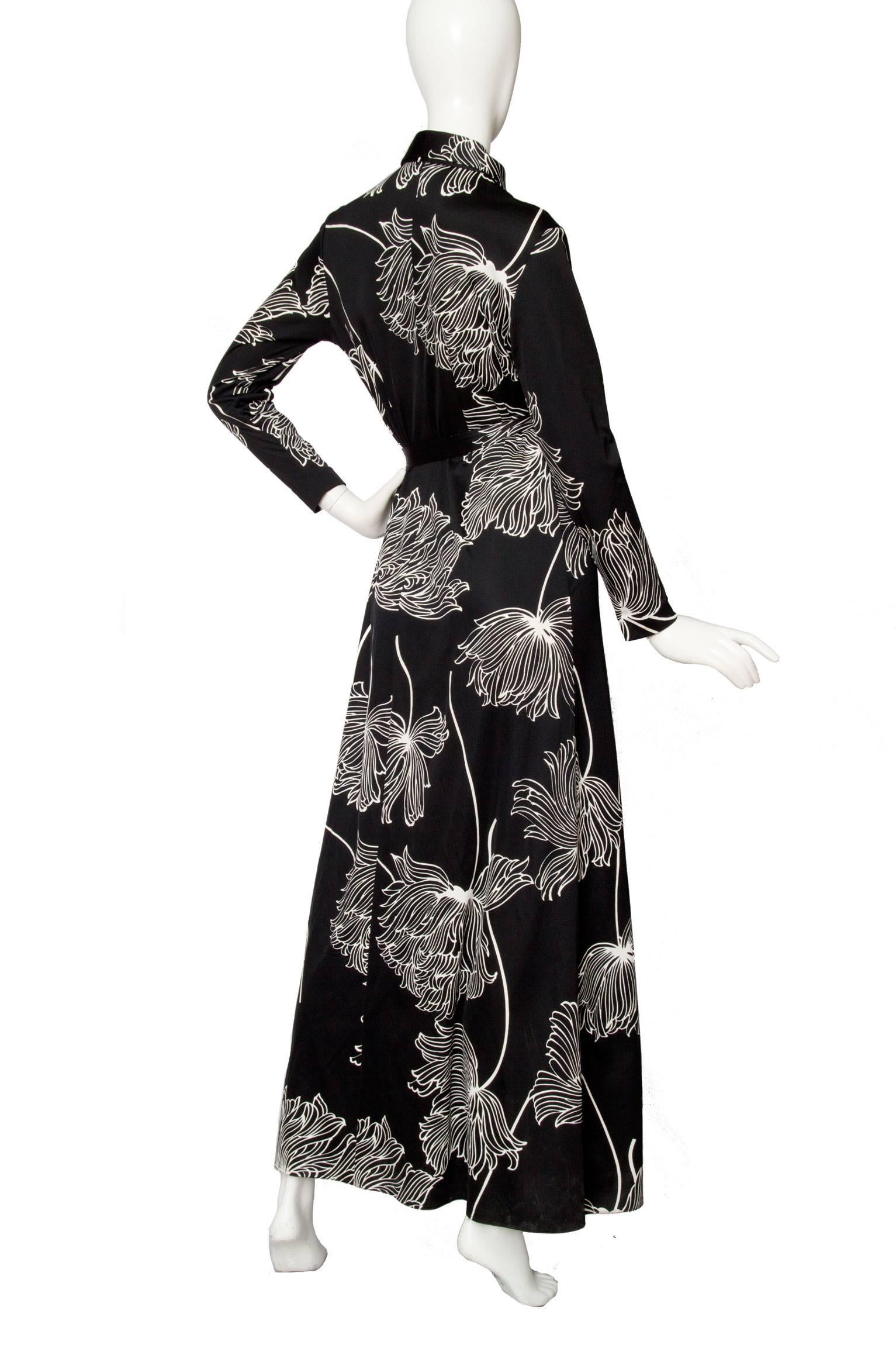 Black 1970s Lanvin Floorlength Graphic Dress