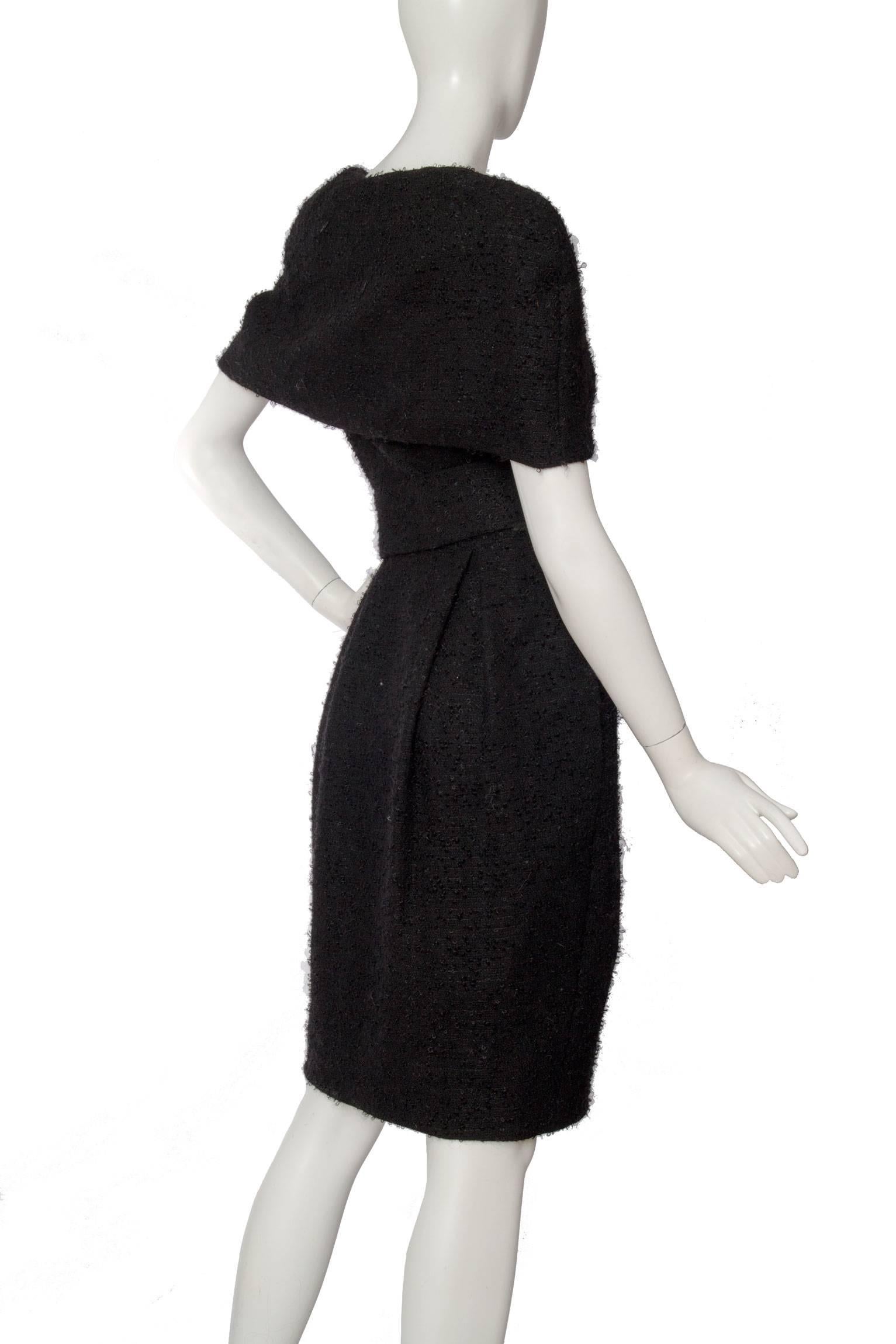 Black 1980s black Caped Murray Arbeid Wool Dress For Sale