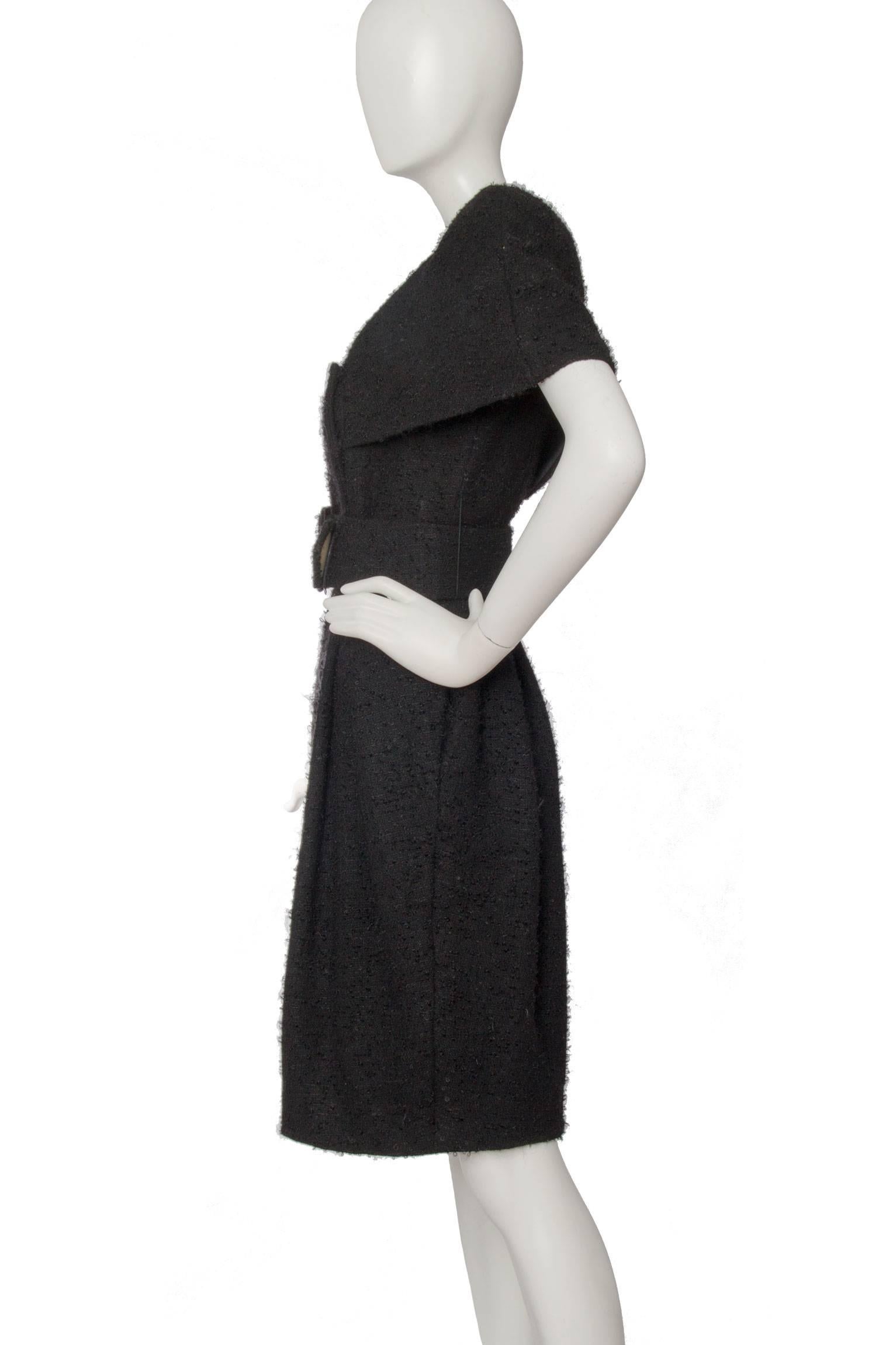 1980s black Caped Murray Arbeid Wool Dress In Excellent Condition For Sale In Copenhagen, DK