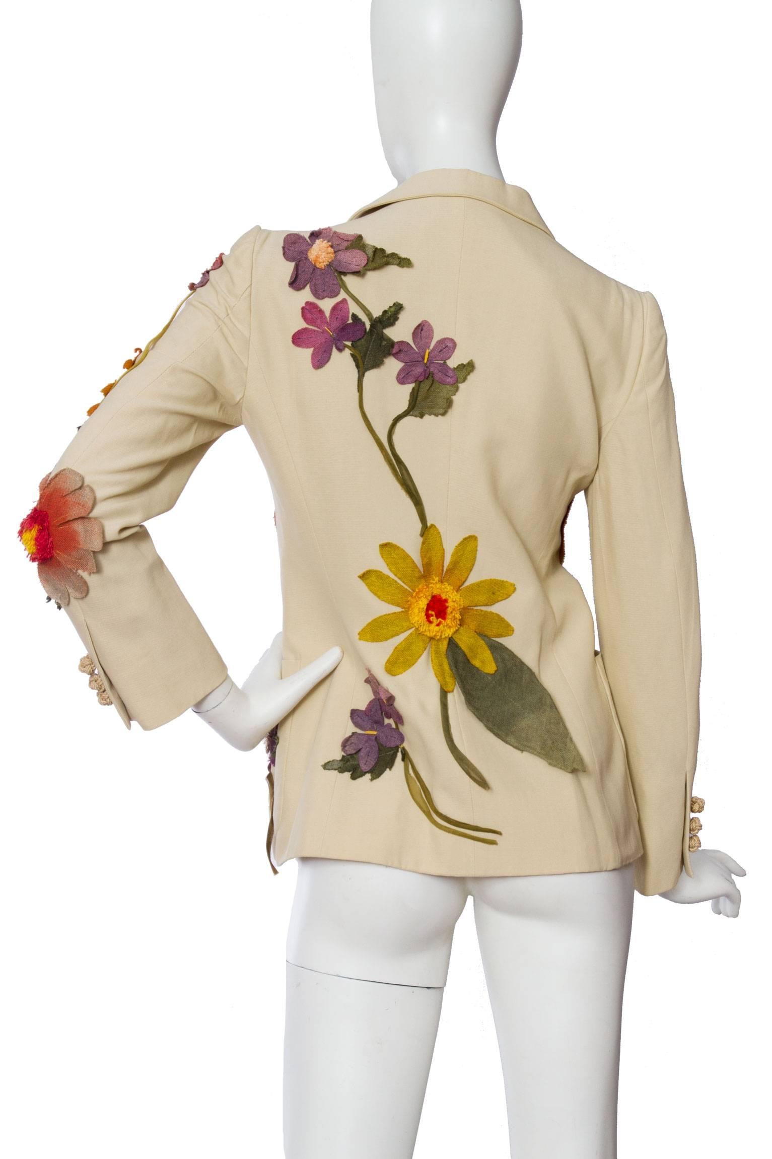 Women's 90s Moschino Blazer W. Flower Appliqué