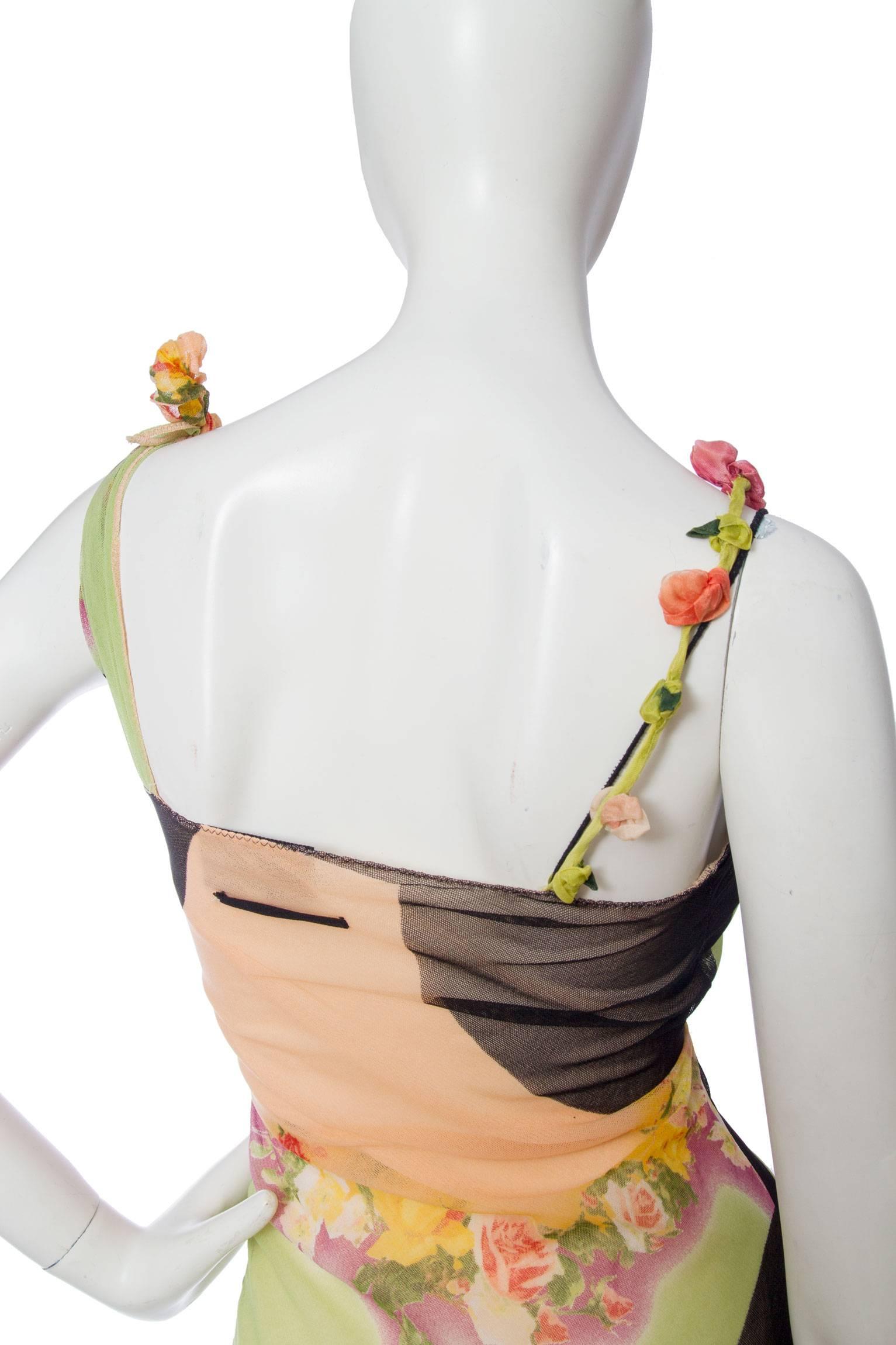 1990s Jean Paul Gaultier Soleil Floral Mesh Dress 4