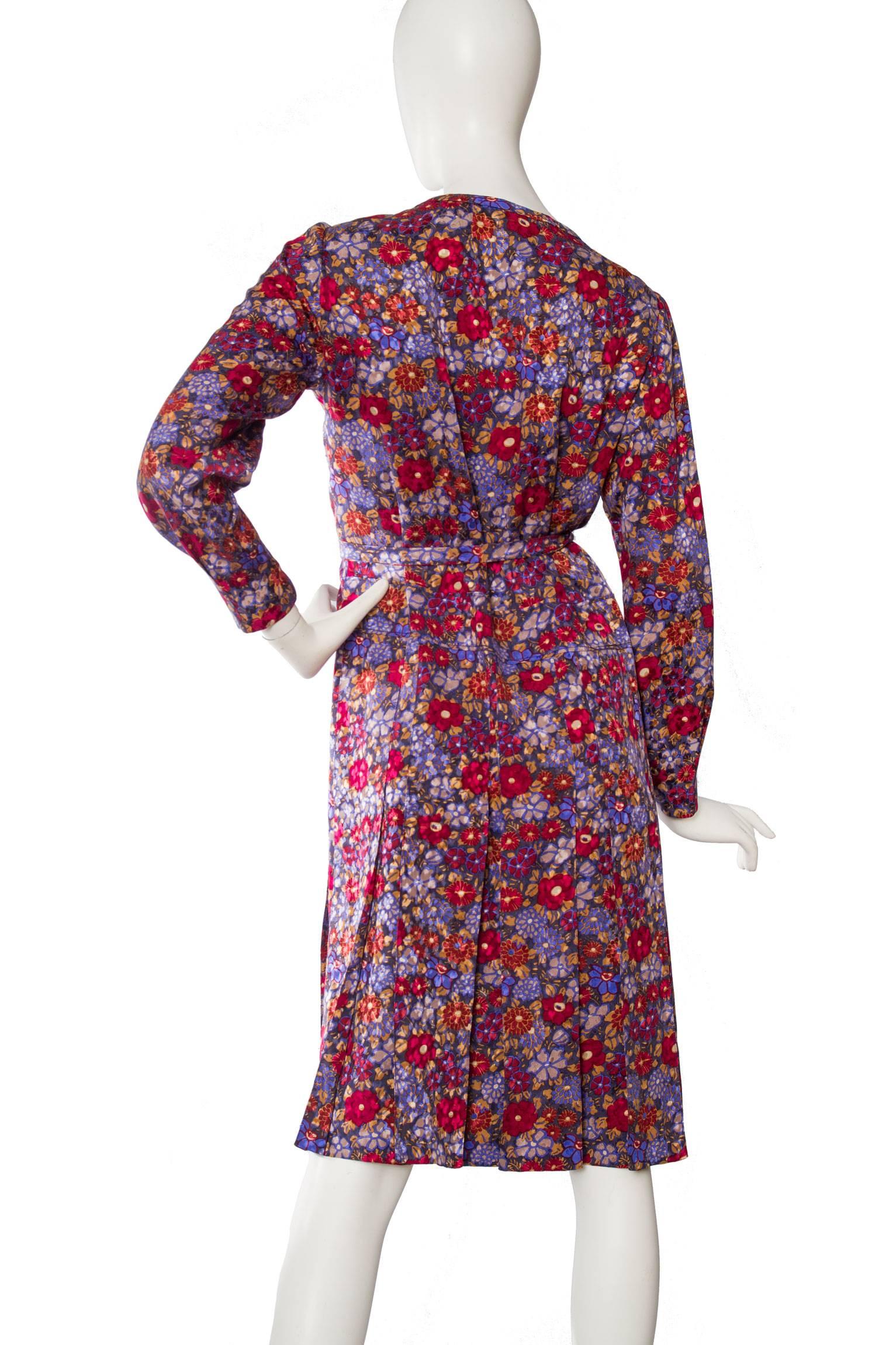 60s Chanel Haute Couture Floral Silk Dress 2