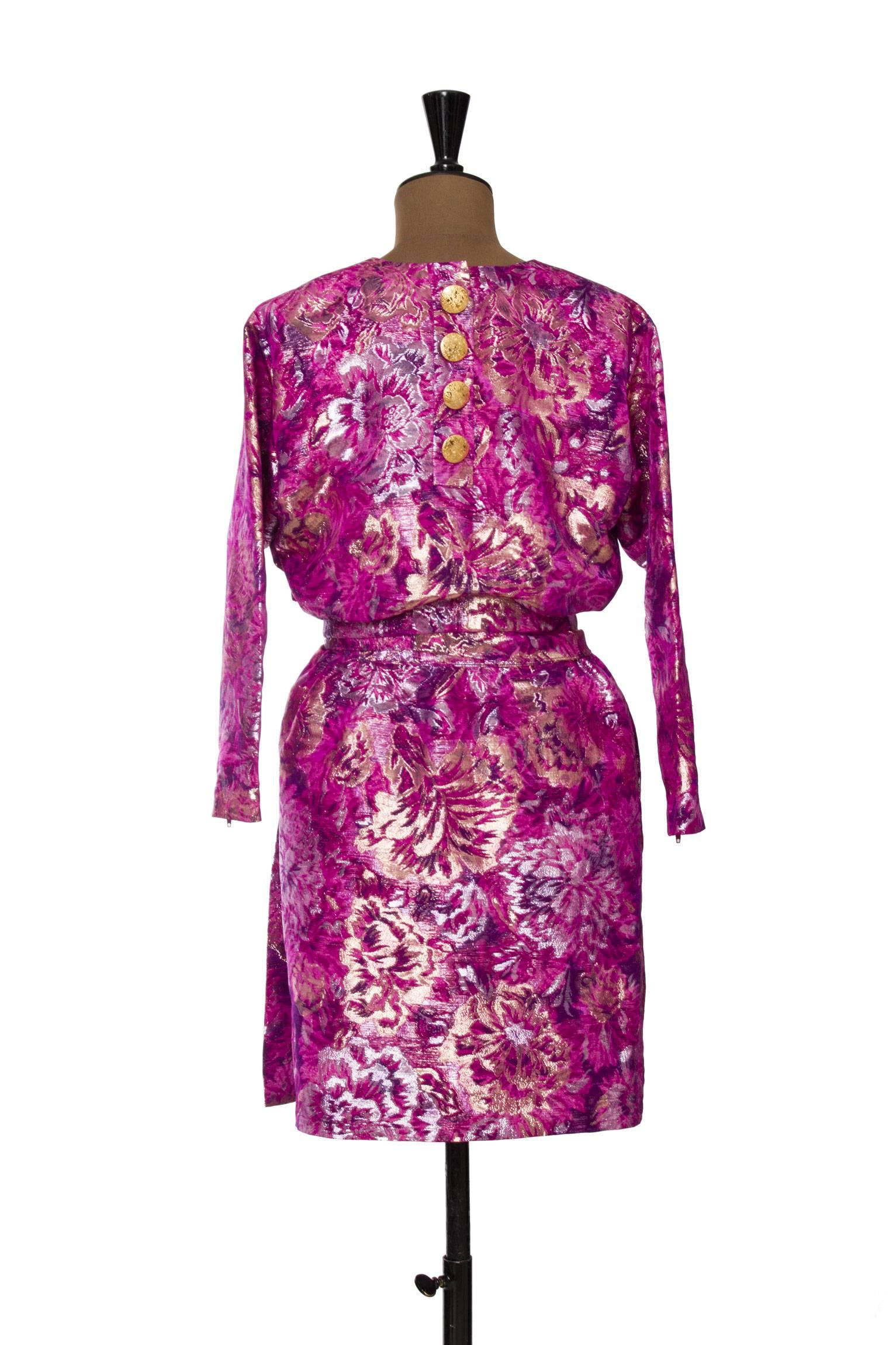 1980s Yves Saint Laurent Brocade Dress For Sale 1