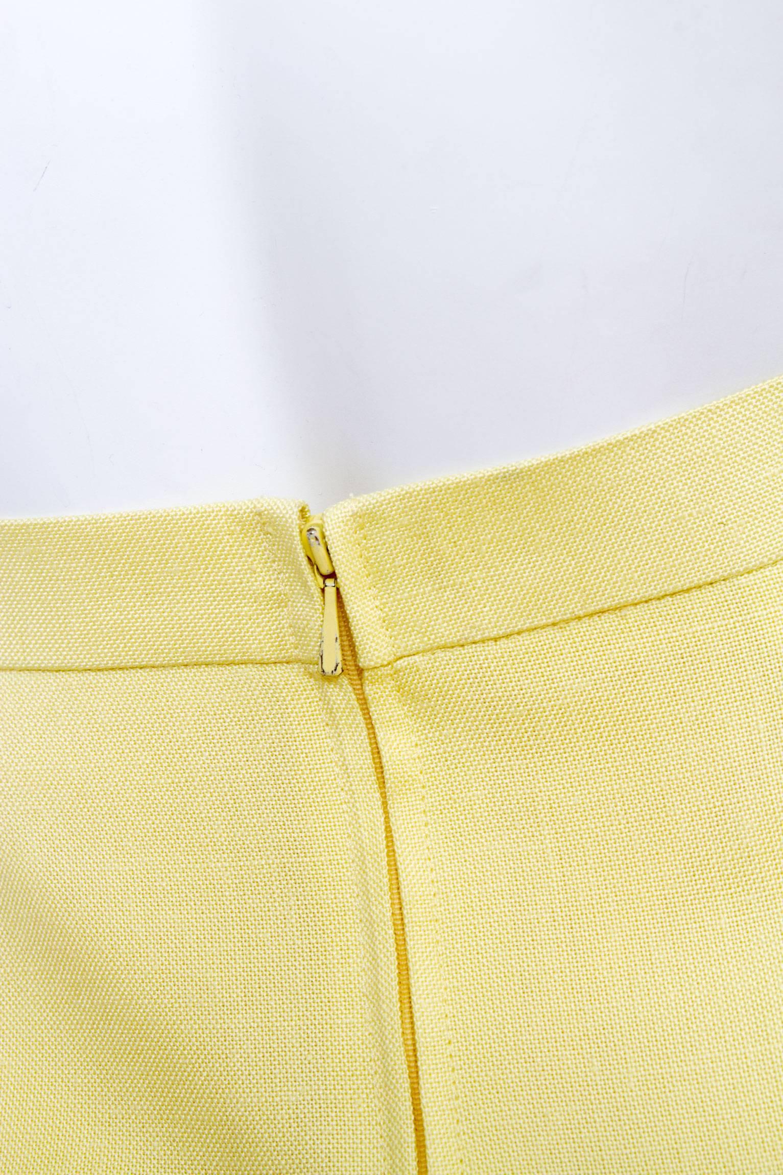 1980s Pierre Cardin Canary Yellow Linen Skirt Suit 4
