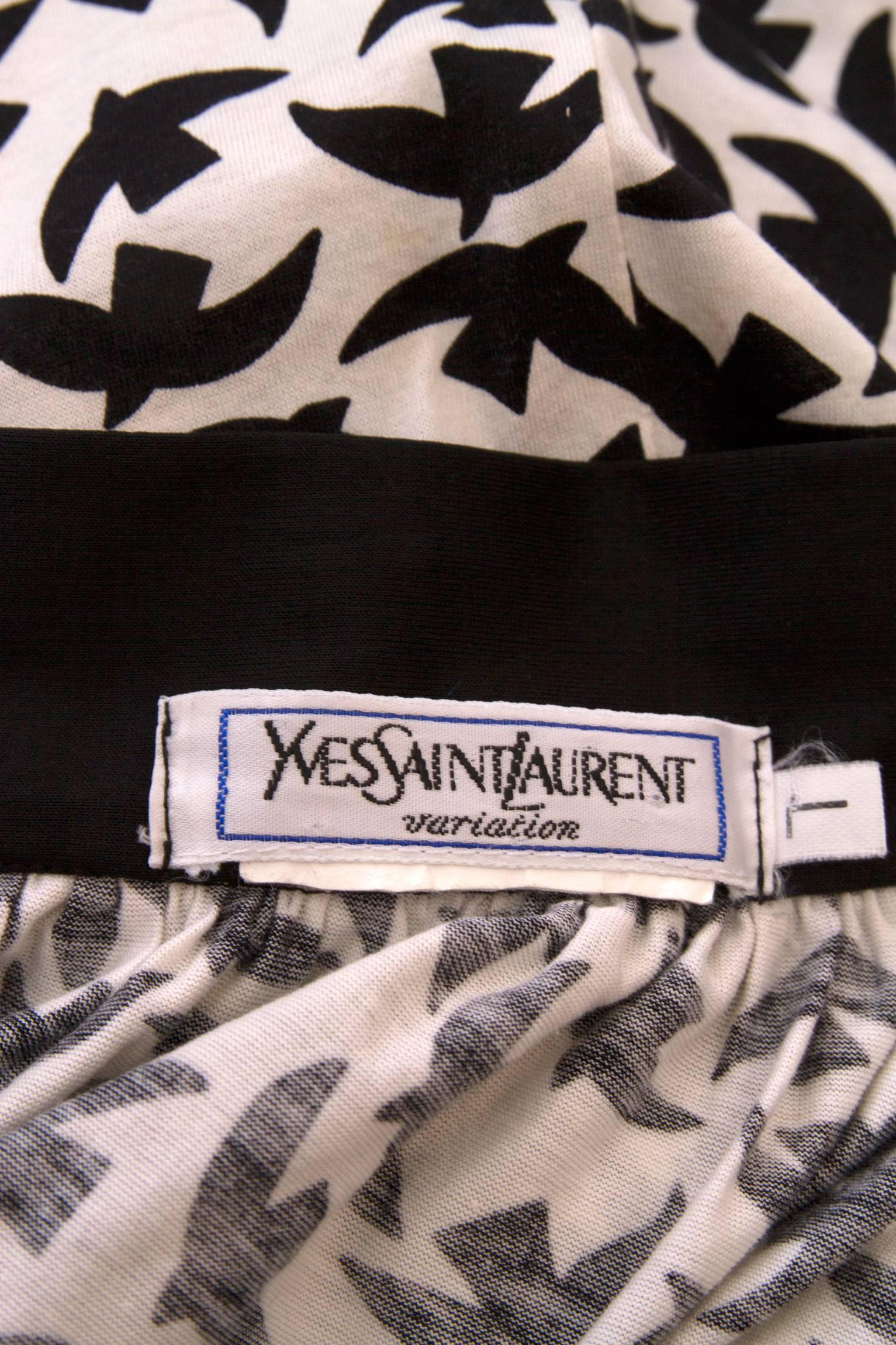 Black Iconic 80s Yves Saint Laurent Bird Print Wrap Skirt 