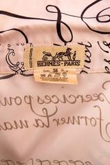 1980s Hermès Silk 'l'Art d'Ecrire' Blouse