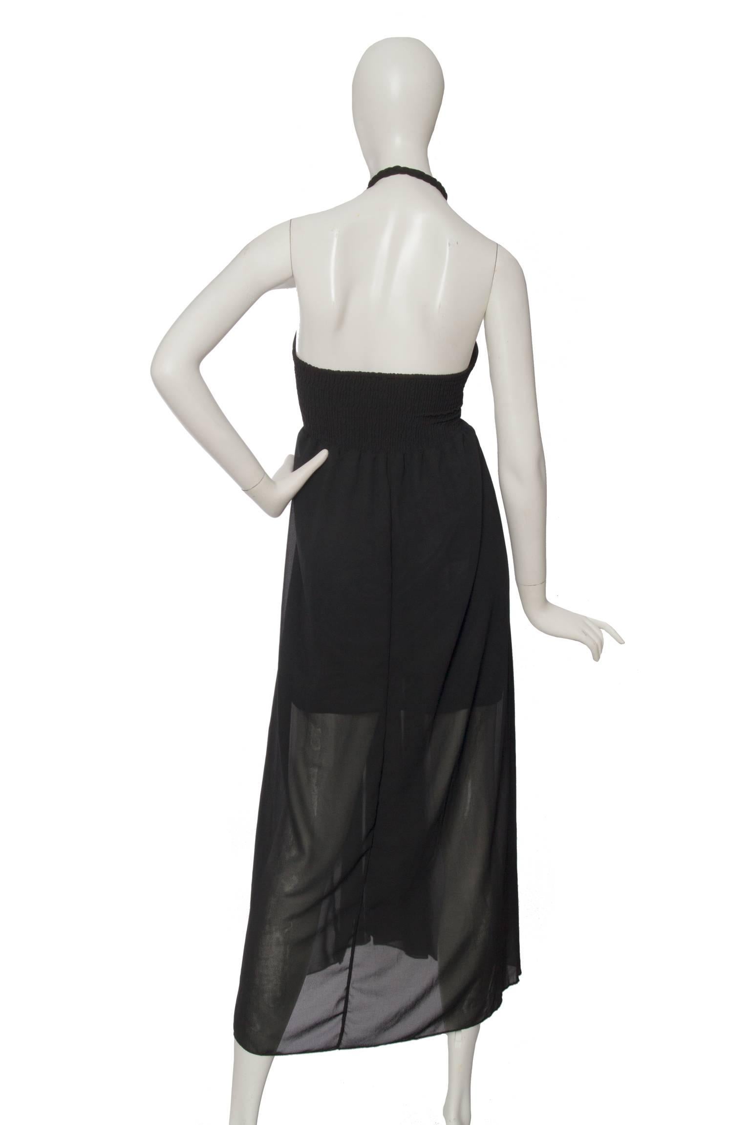 Women's 1970s Black Halterneck Dress For Sale