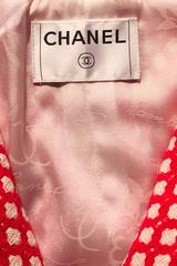 An Incredible  Red & White Cropped Chanel Blazer