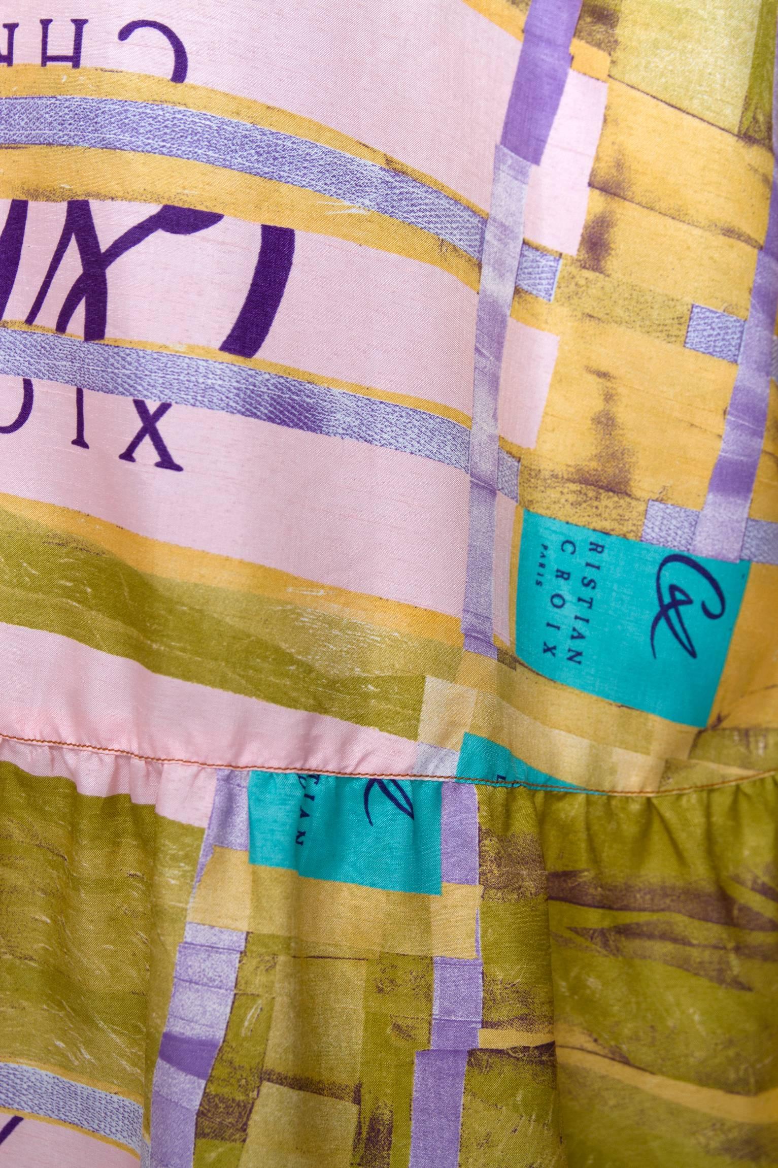 A Colorful 1990s Christian Lacroix Silk Peasent Skirt 5