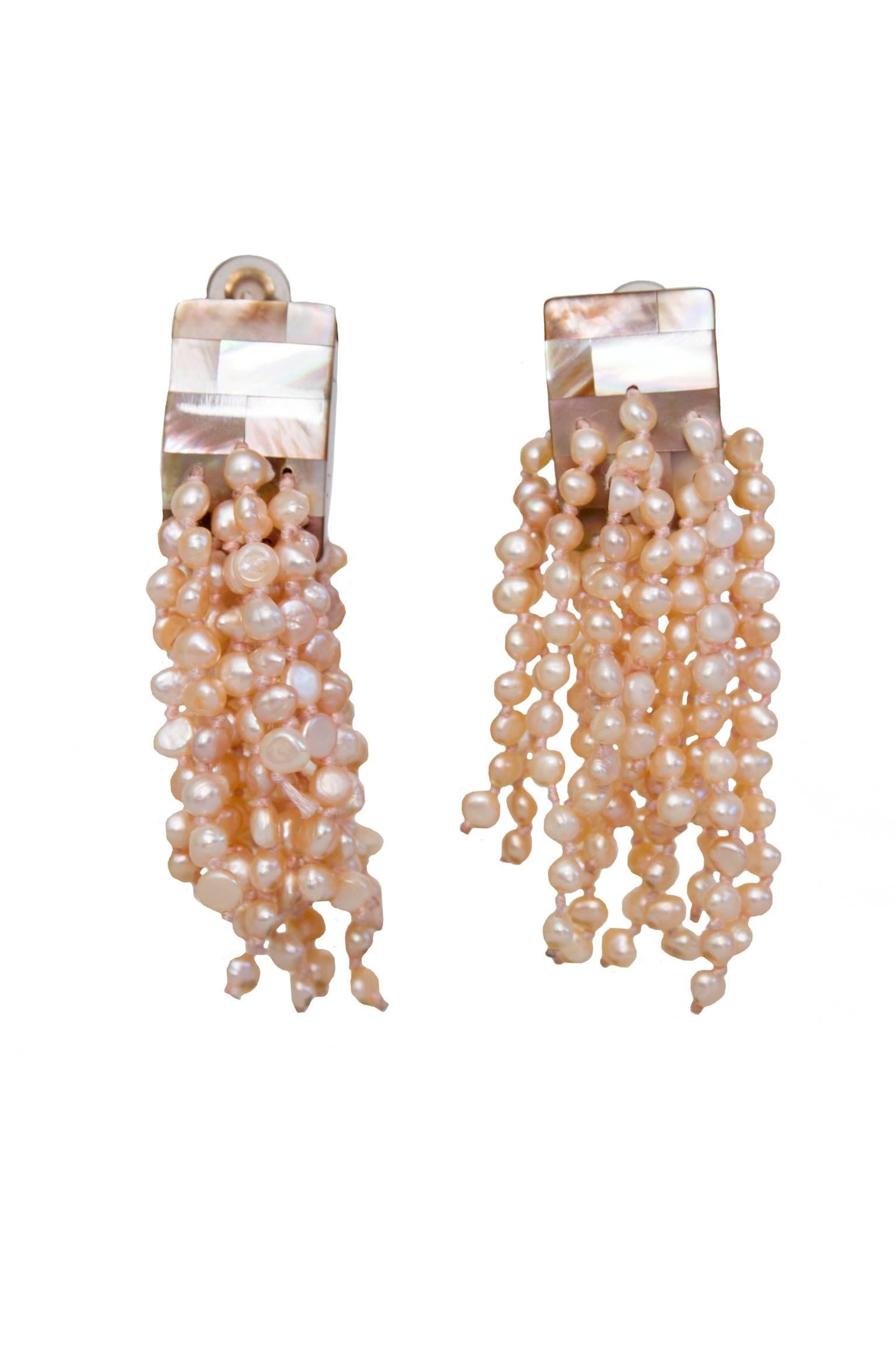 A Pair of 1980s Monies Pale-Pink Mother-of-Pearl Clip-On Earrings 4