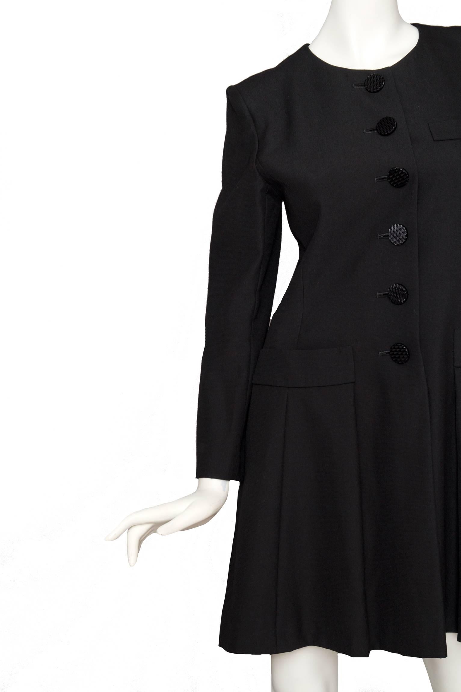  Black Yves Saint Laurent Wool Dress For Sale 2