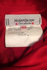 A 1980s Vintage Fire Engine Red Yves Saint Laurent Silk Blouse W Pussy Bow