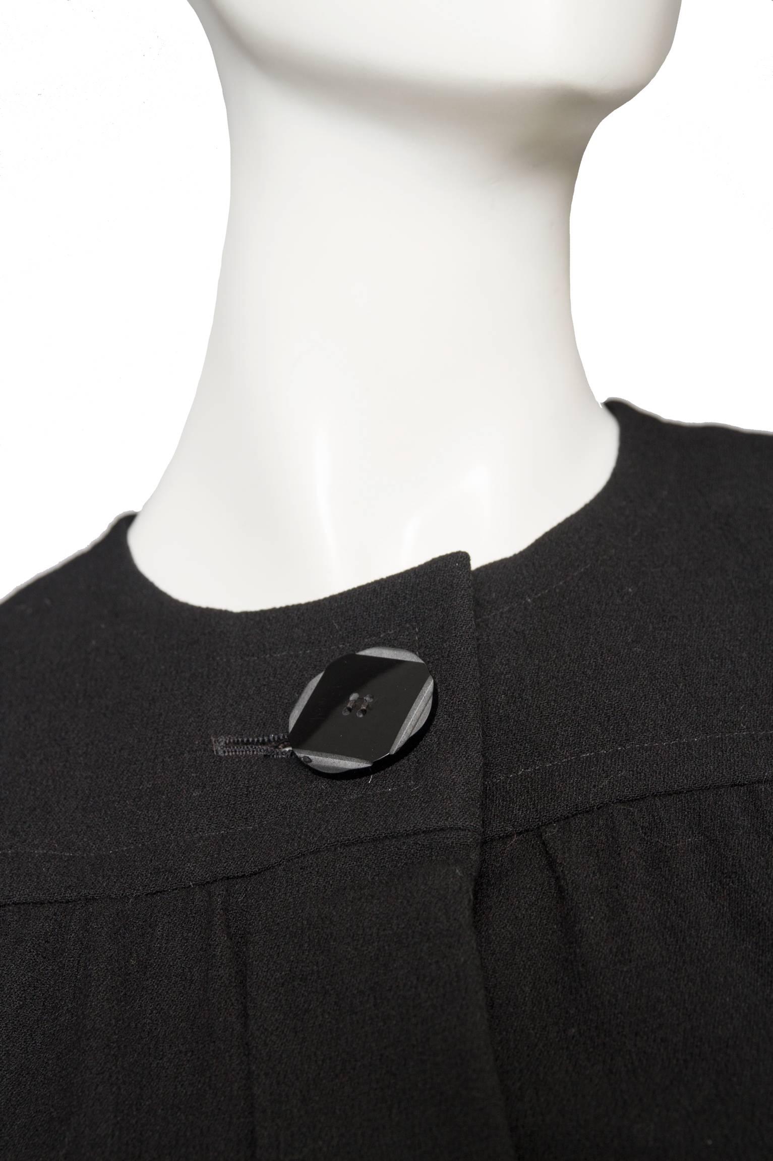 A 1980s Black Yves Saint Laurent Rive Gauche Wool Dress For Sale 2