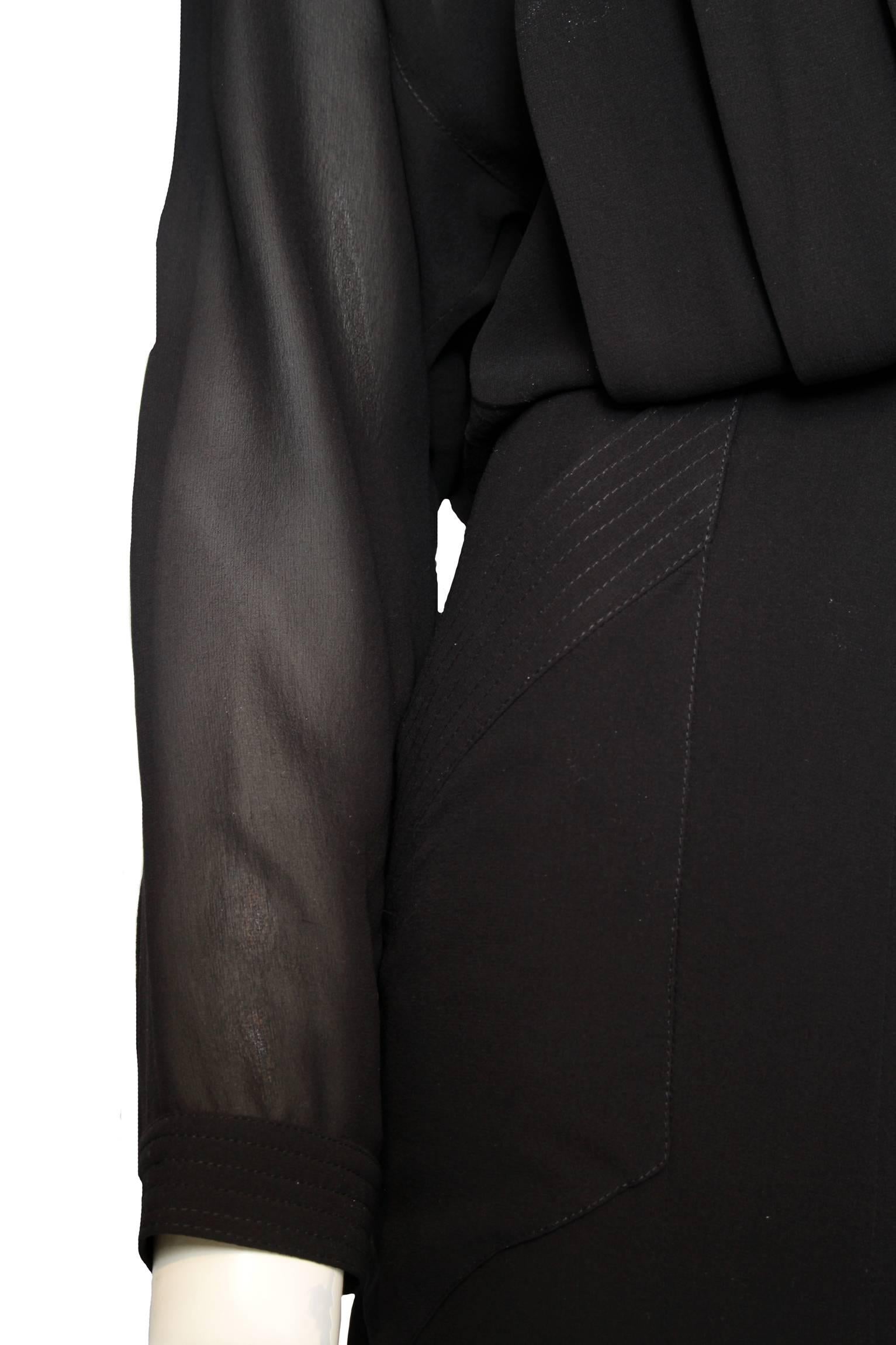 A1990s Black Pleated Chanel Silk Dress 4