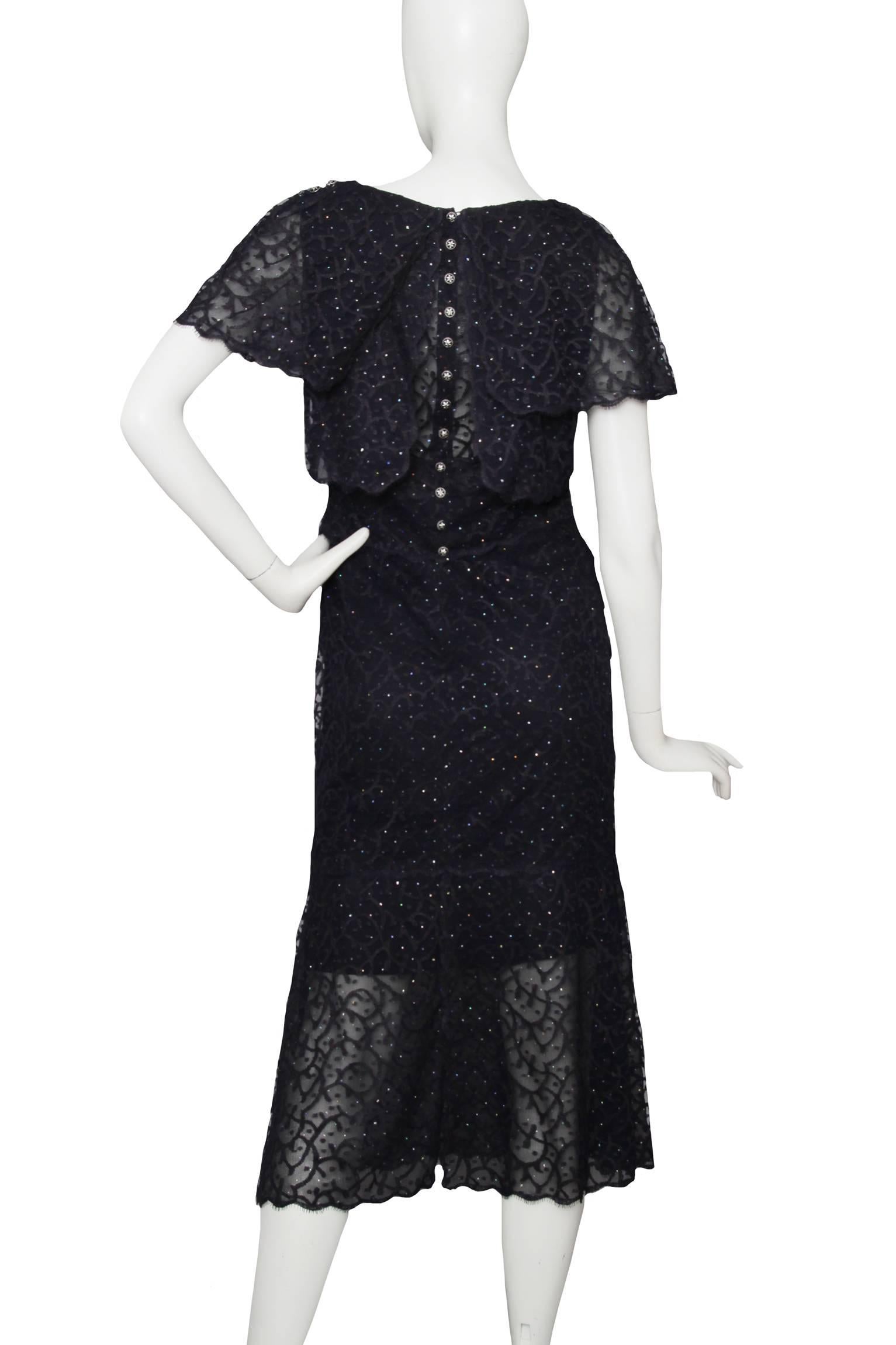 A Chanel Two-Piece Midnight Blue Lace Encemble  In Excellent Condition In Copenhagen, DK