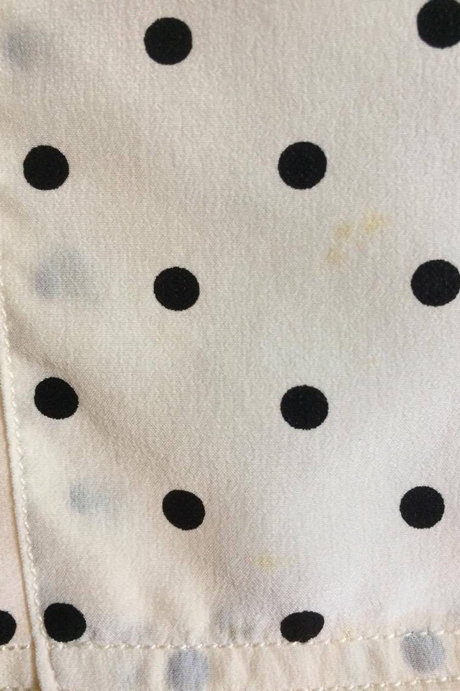 White Chanel Polka Dot Silk Blouse 3