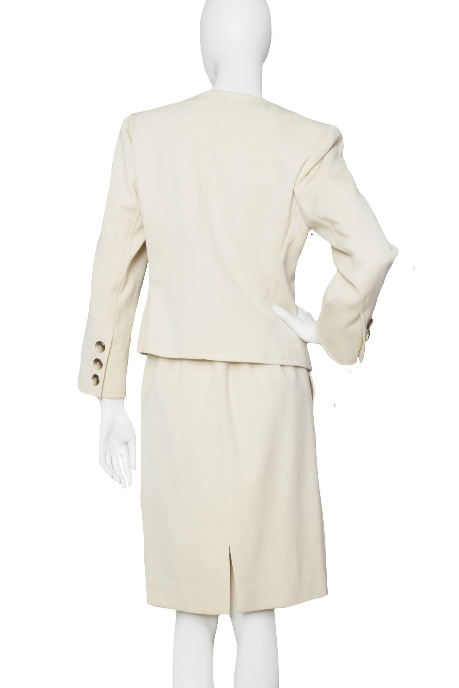 80's Yves Saint Laurent Two Piece Wool Skirt Suit In Good Condition In Copenhagen, DK