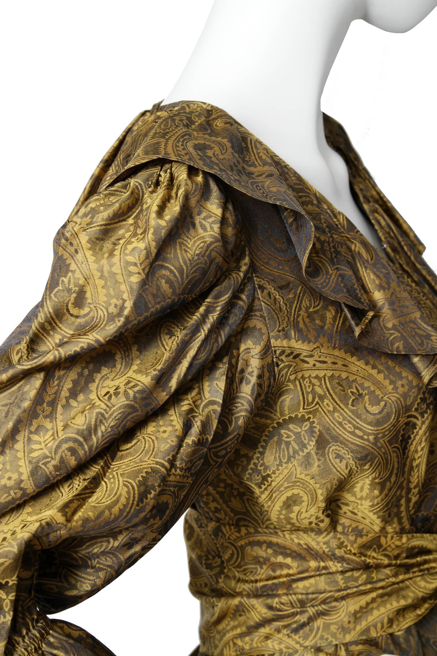 Women's A 1980S Yves Saint Laurent Gold Brocade Skirt & Blouse Ensemble  For Sale
