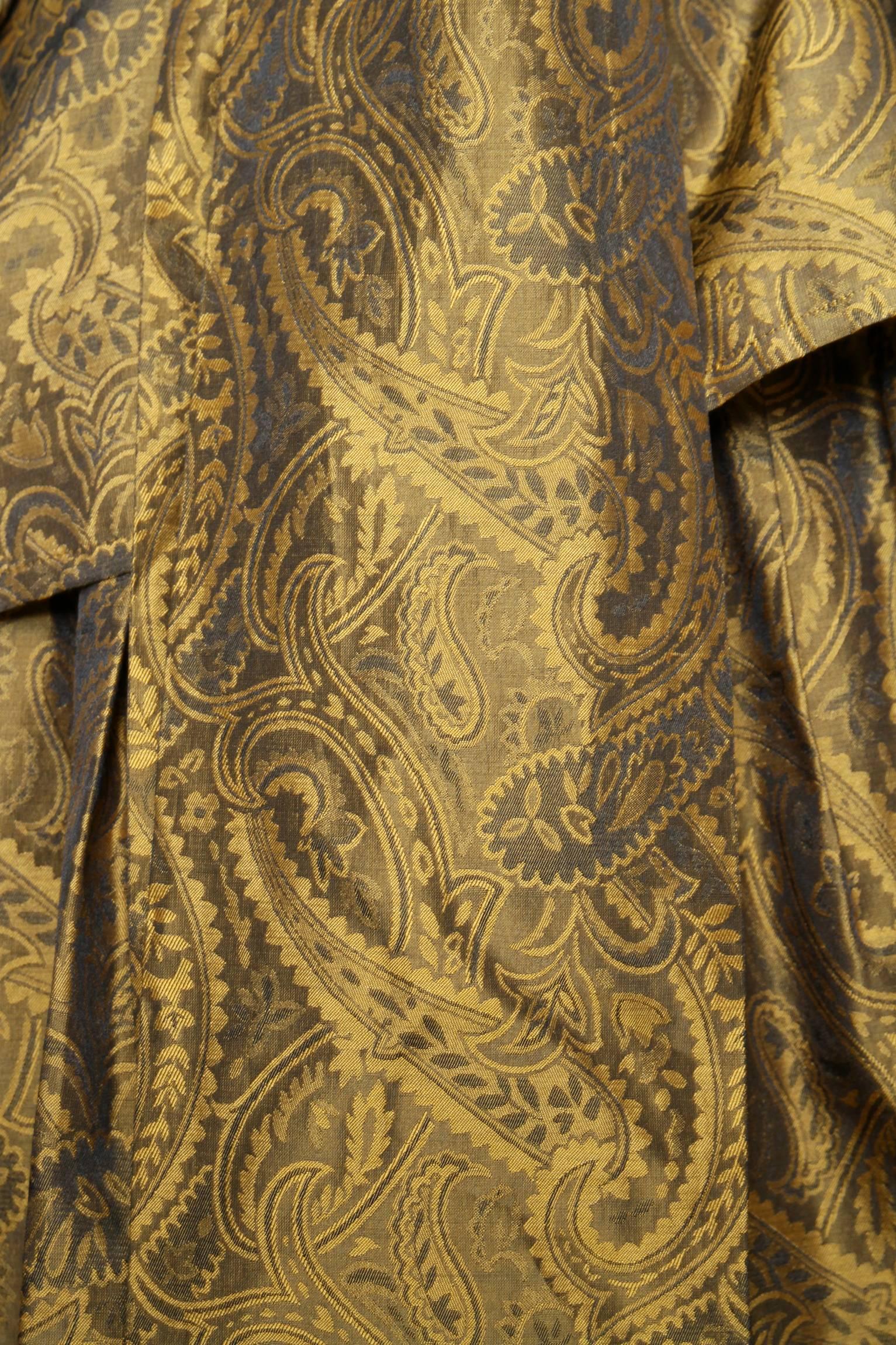 A 1980S Yves Saint Laurent Gold Brocade Skirt & Blouse Ensemble  For Sale 3