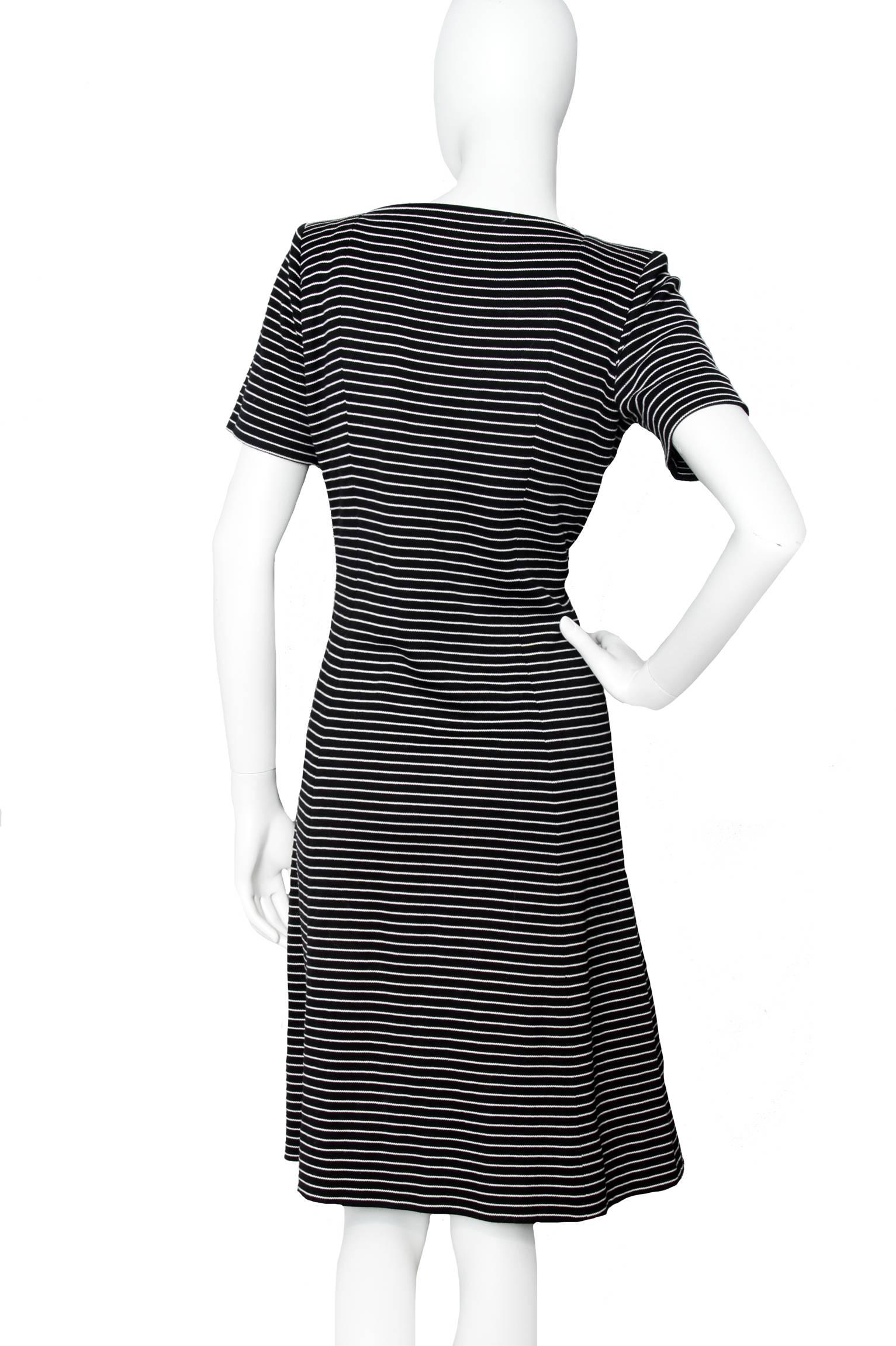 1980s Yves Saint Laurent Striped Wool Dress  In Good Condition For Sale In Copenhagen, DK