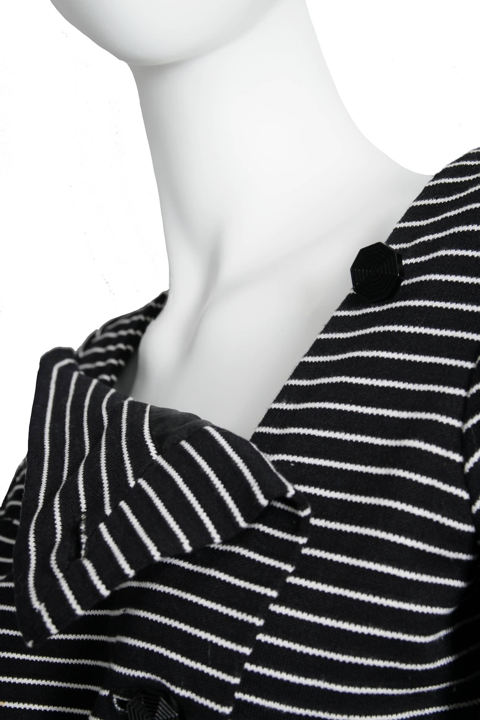 1980s Yves Saint Laurent Striped Wool Dress  For Sale 2
