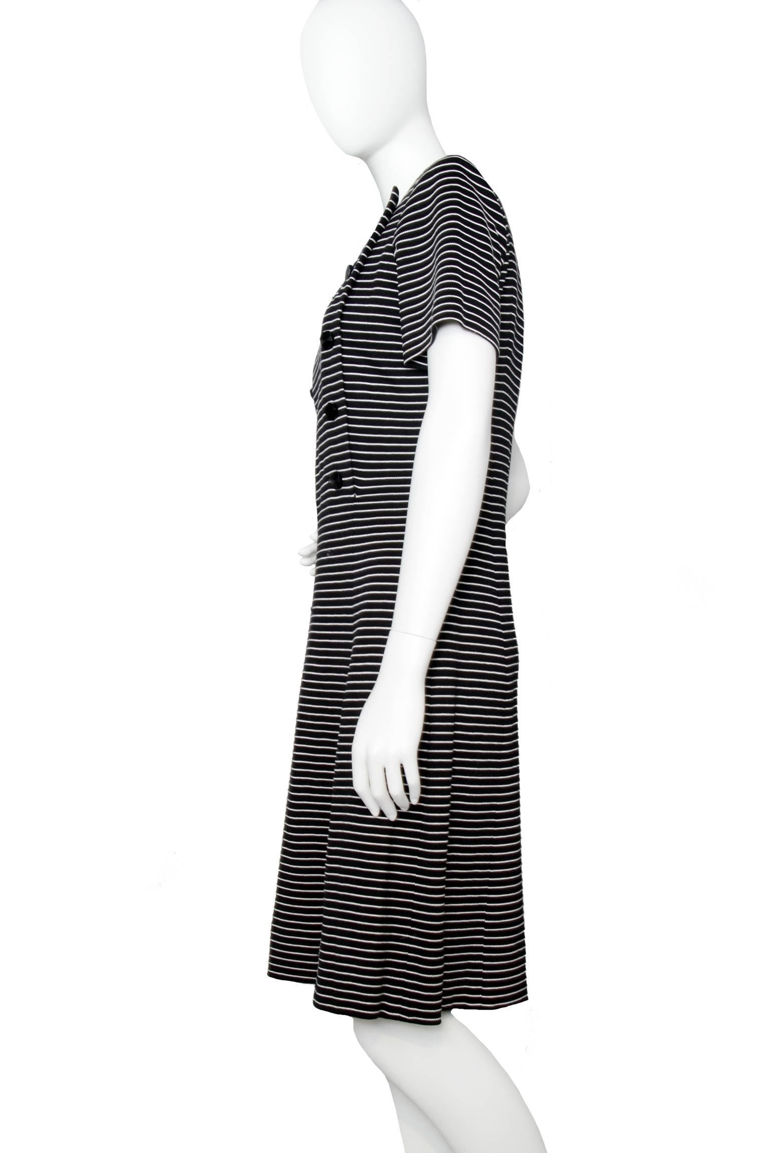 Black 1980s Yves Saint Laurent Striped Wool Dress  For Sale