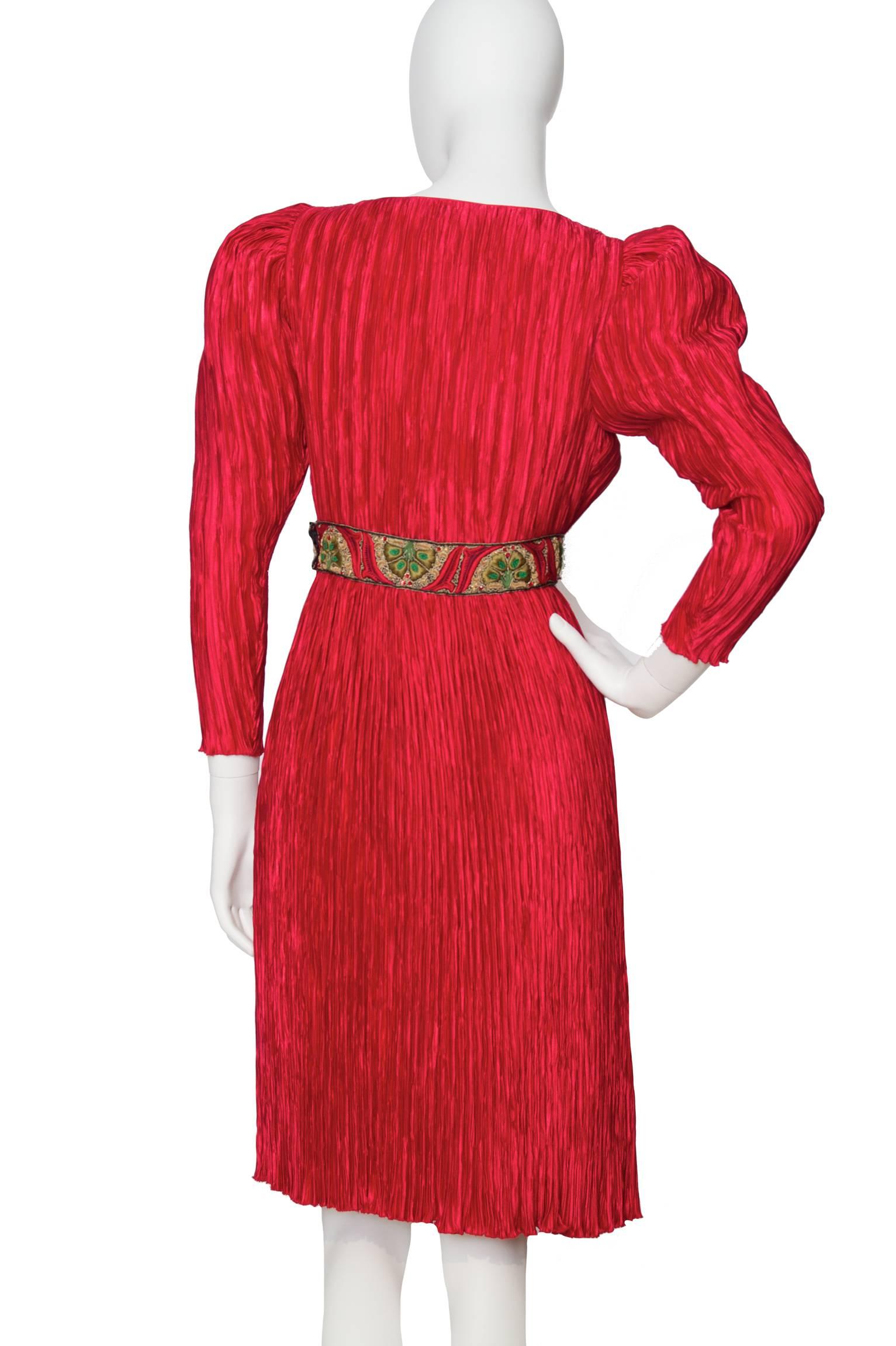 Women's 80s Pleated Mary McFadden Silk Cocktail Dress