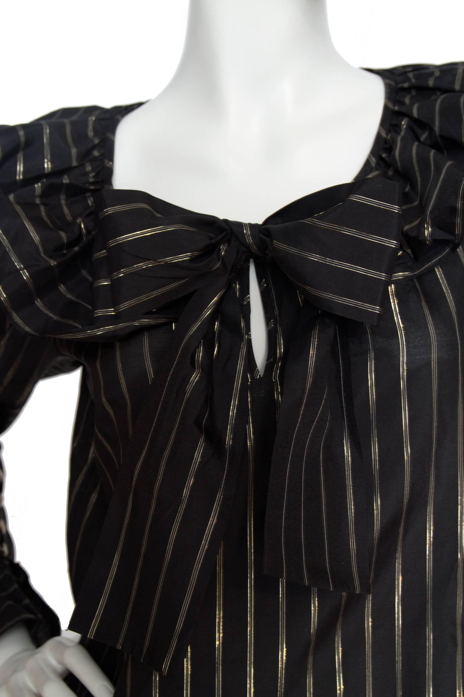 80s Yves Saint Laurent Sheer Lurex Blouse W. Ruffle Collar  In Good Condition In Copenhagen, DK