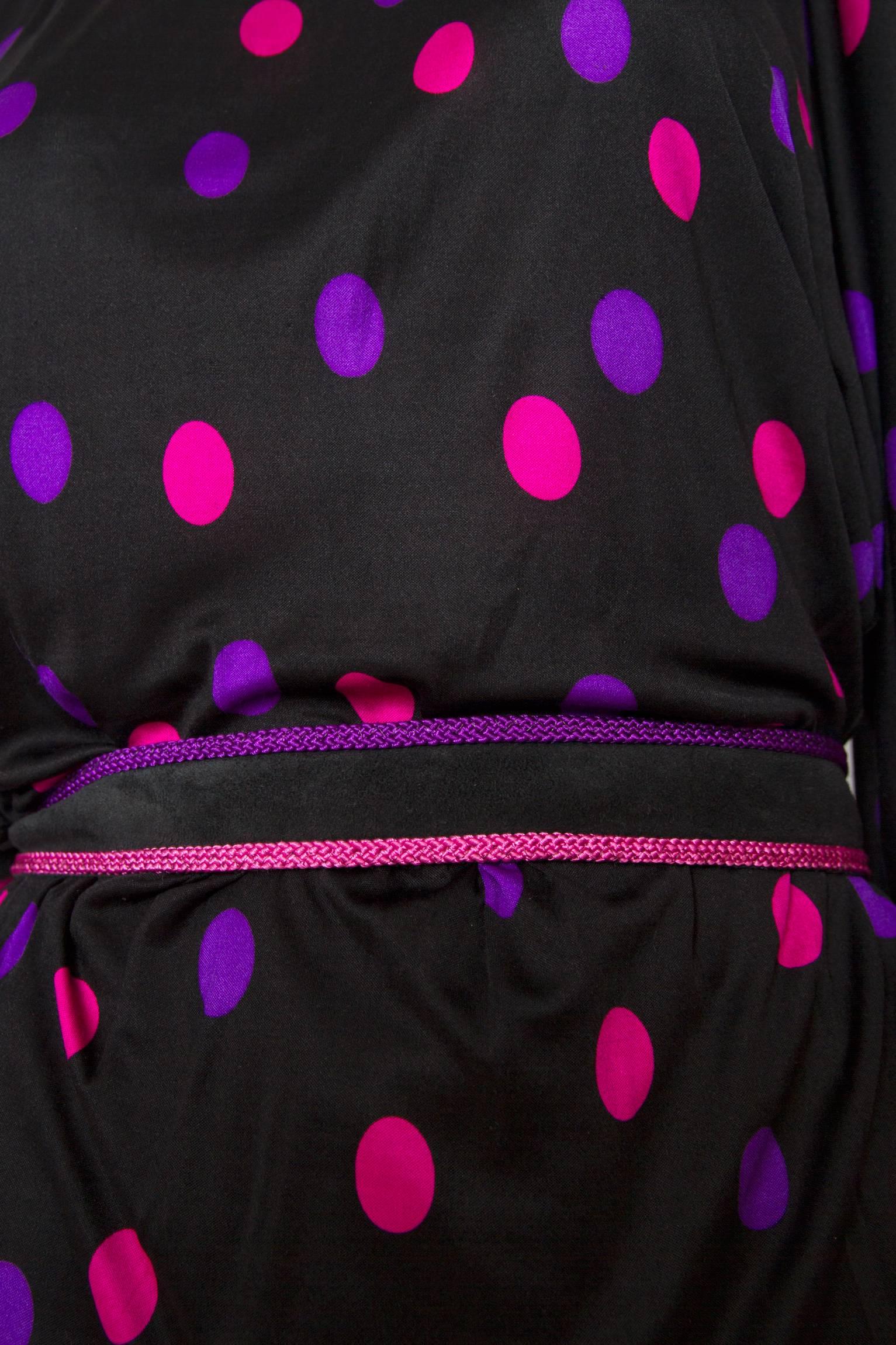 Women's 70s Lanvin Silk Jersey Polka-dot Dress