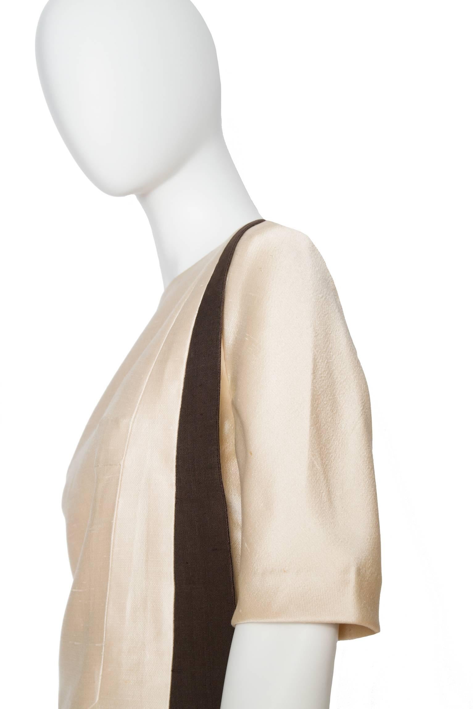 A 1960s Carven Two-Toned Silk Dress In Good Condition For Sale In Copenhagen, DK