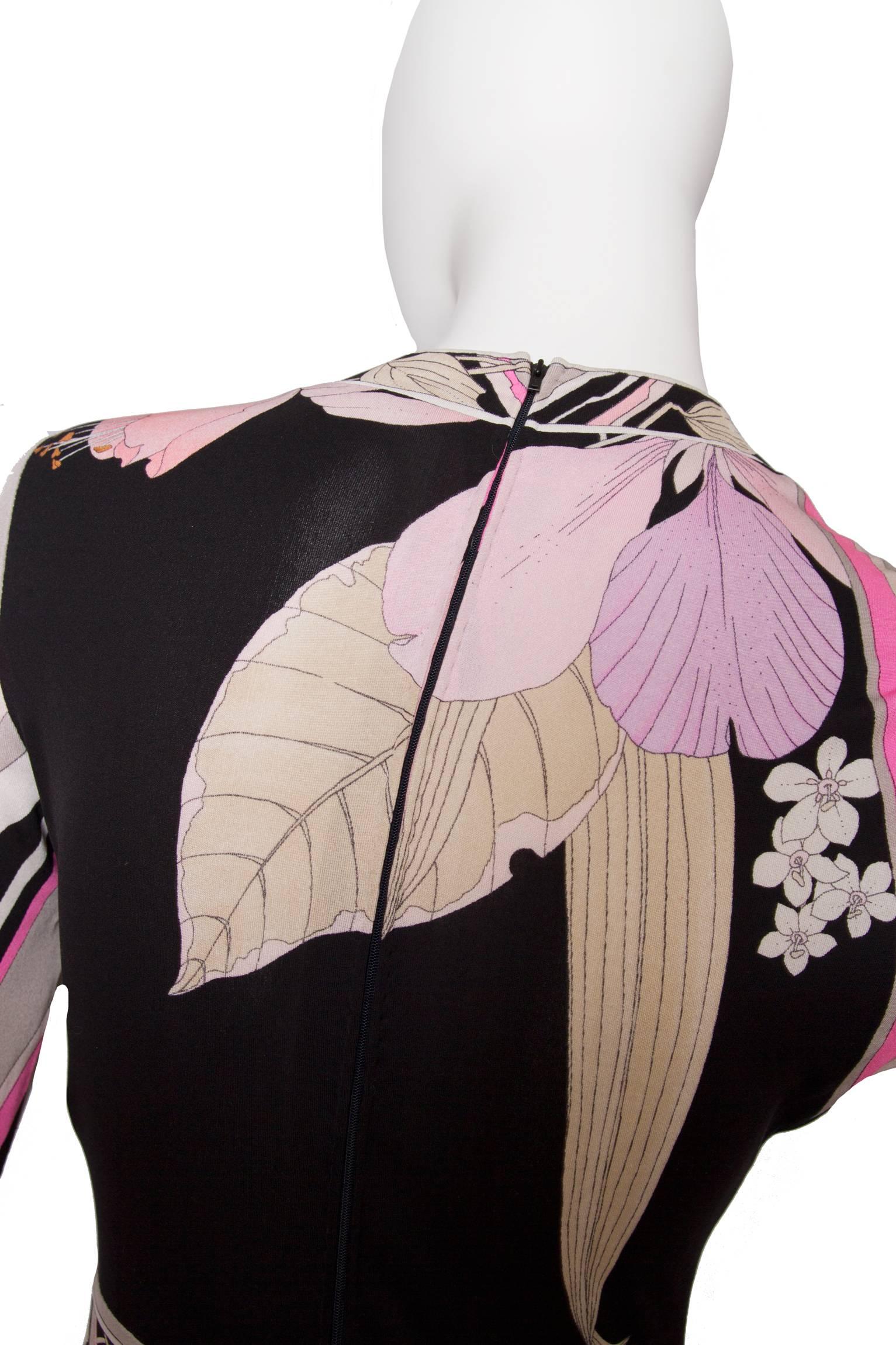 Women's or Men's A 1970s Vintage Leonard Silk Jersey Dress With Floral Print