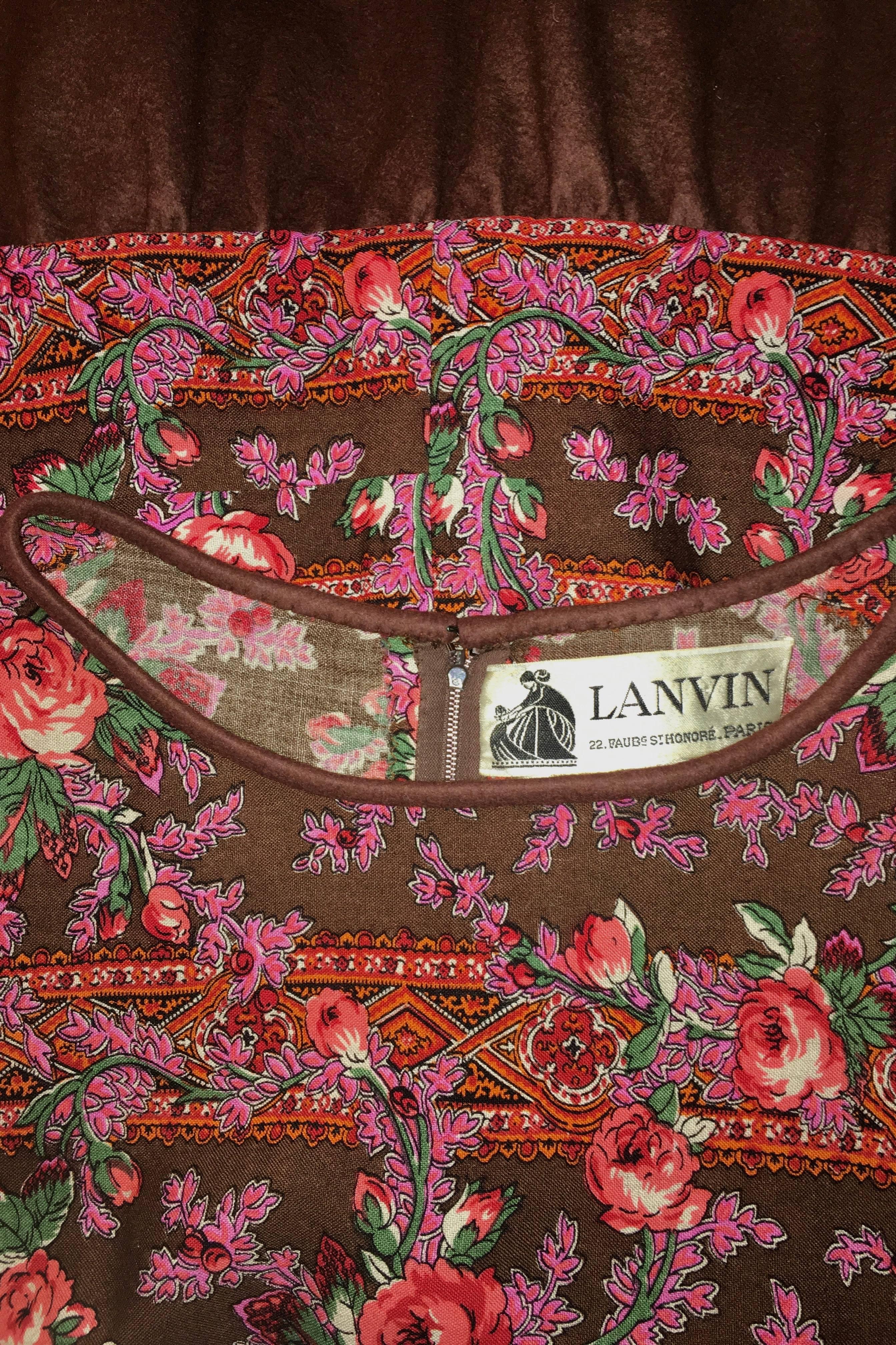 A 1970s Vintage Lanvin Floral Wool Peasant Dress  For Sale 1