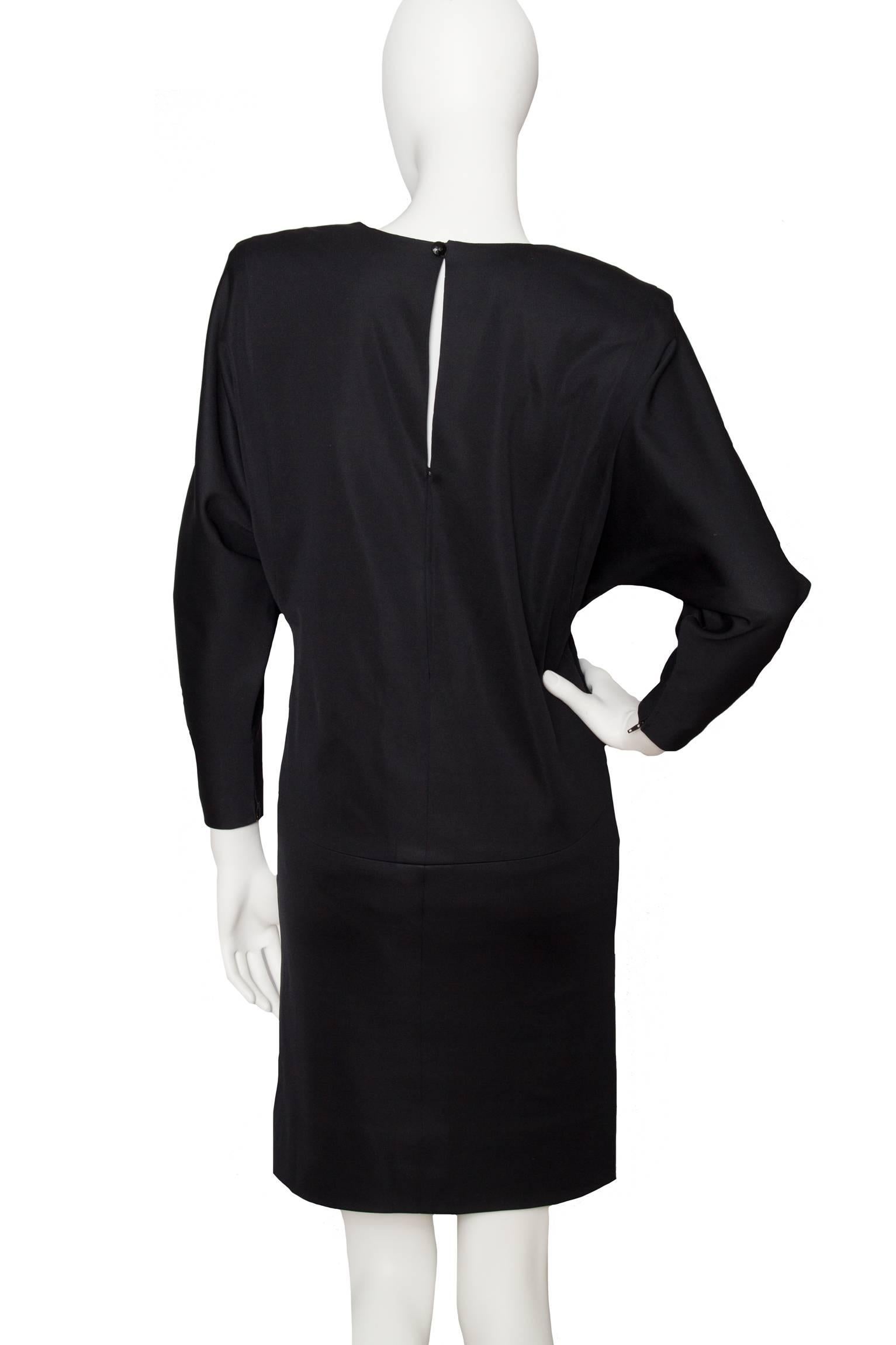 Black A 1980s VIntage Yves Saint Laurent Haute Couture Cocktail Dress  For Sale