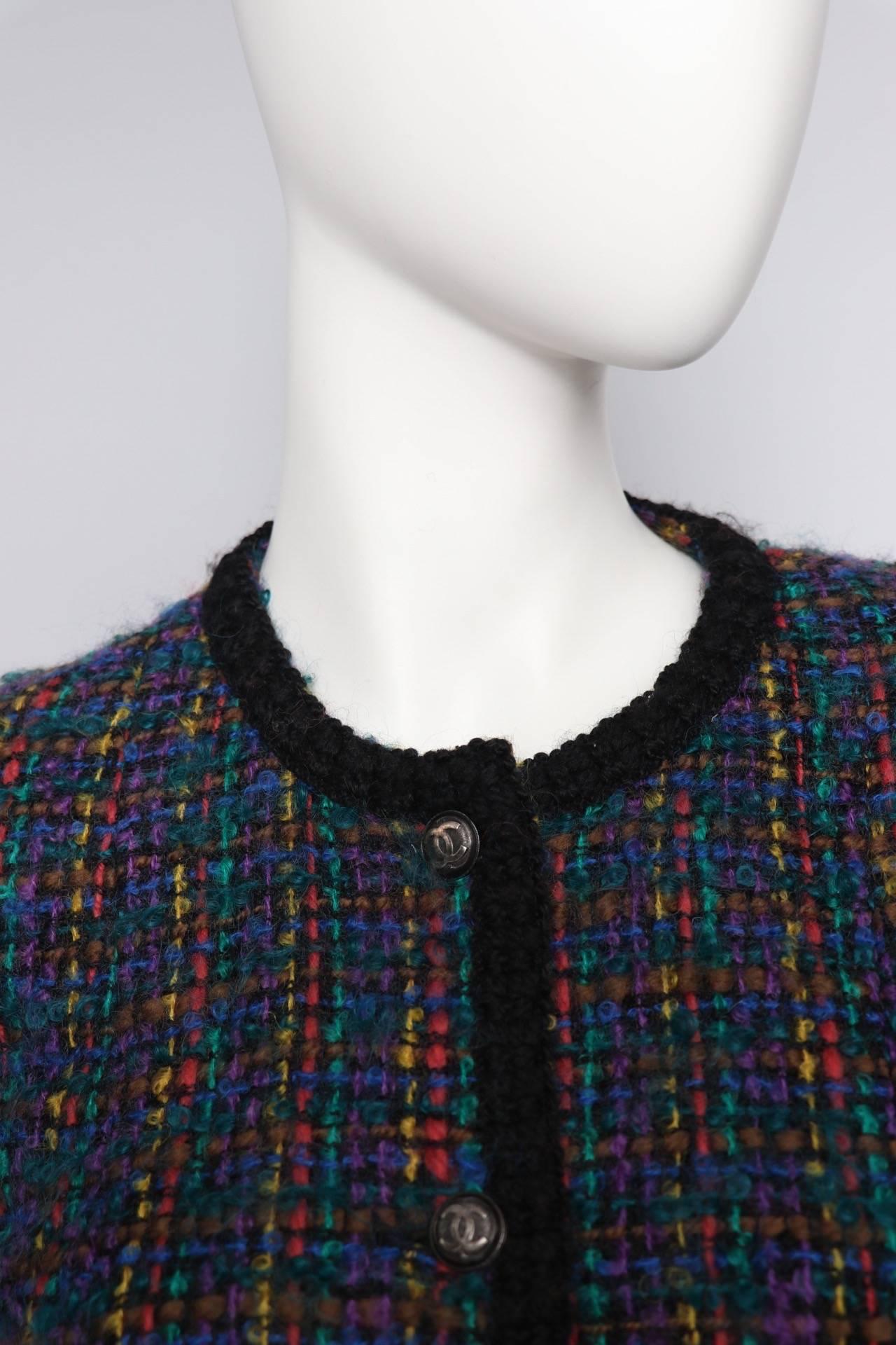 A Fabulous 1970s Vintage Chanel Bouclé Skirt Suit W. Logo Buttons S 2