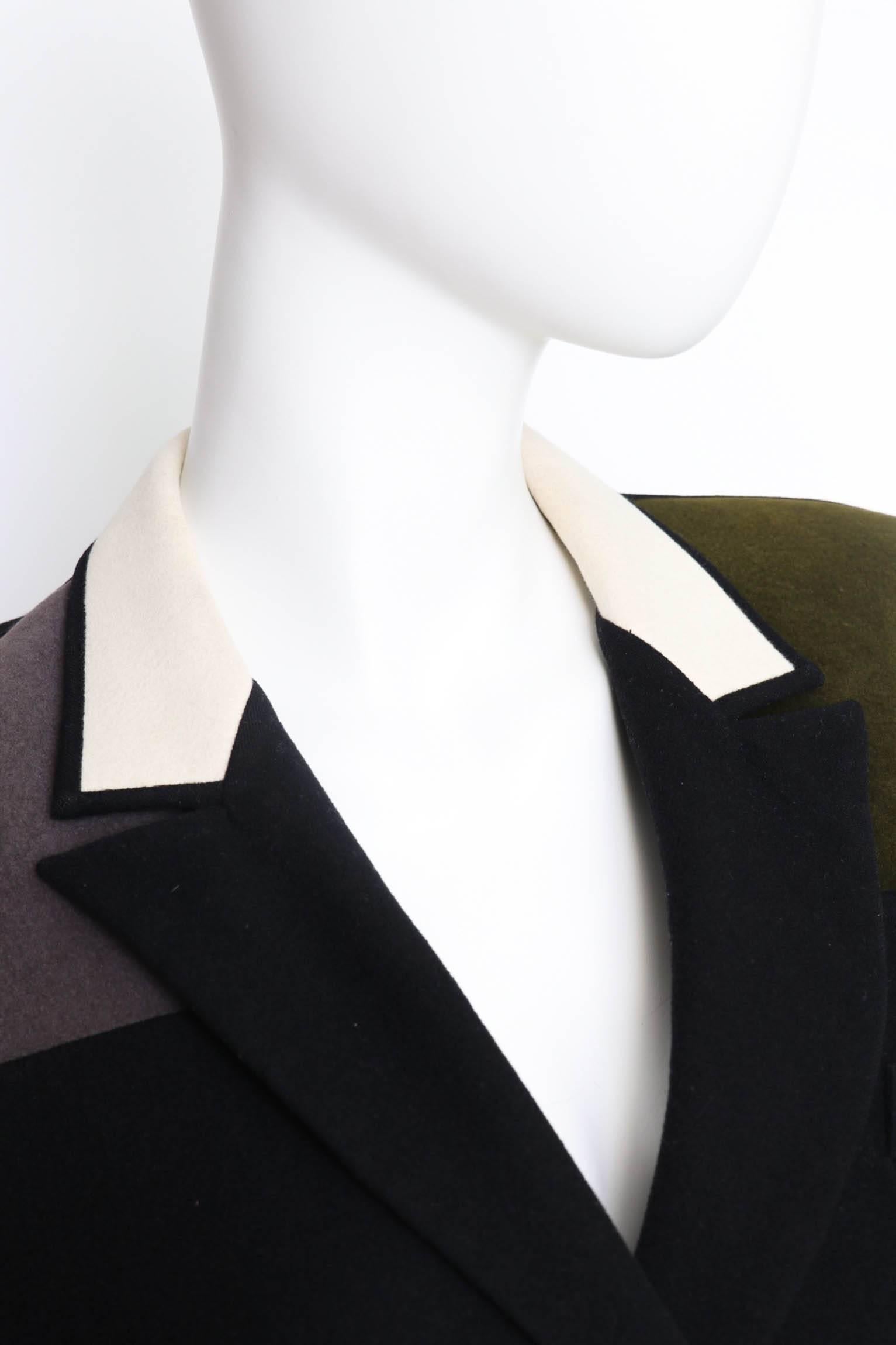 A 1980s Vintage Yohji Yamamoto Wool Blazer with Contrast Panels XS In Good Condition For Sale In Copenhagen, DK