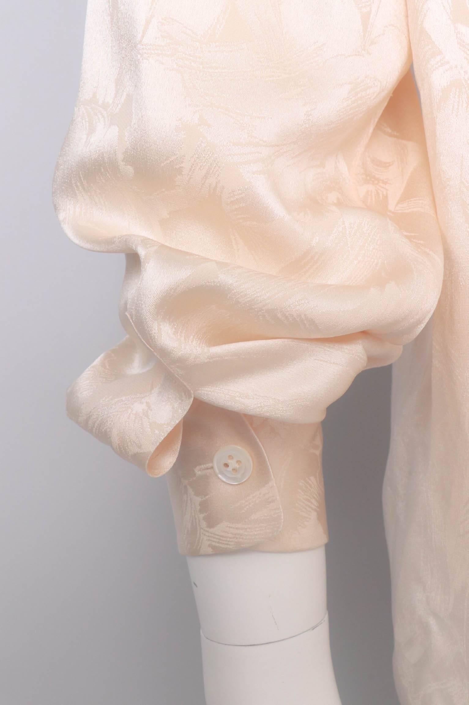 Yves Saint Laurent Rive Gauche Vintage Jacquard Woven Silk Blouse, 1980s  2