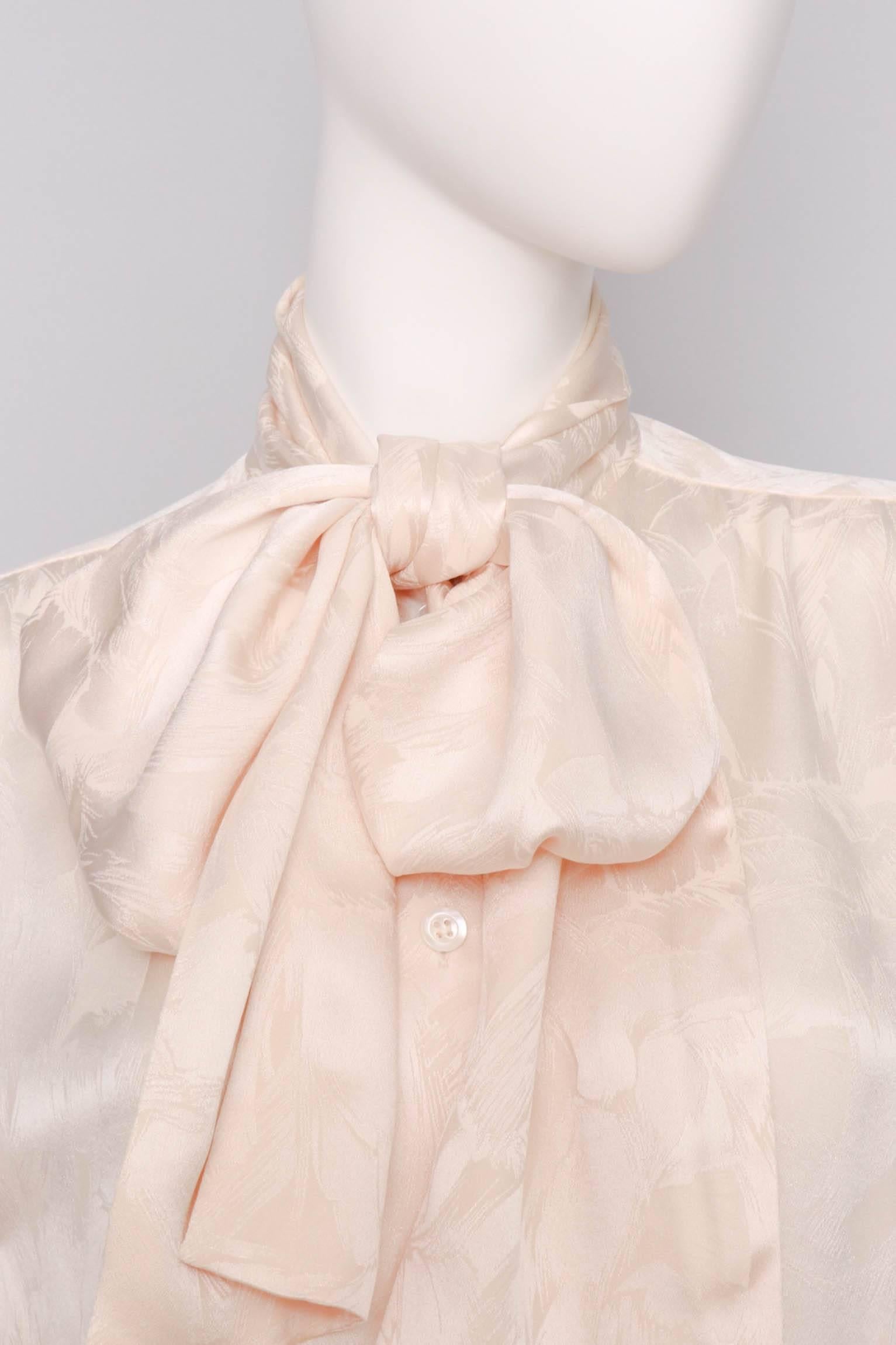 Yves Saint Laurent Rive Gauche Vintage Jacquard Woven Silk Blouse, 1980s  1