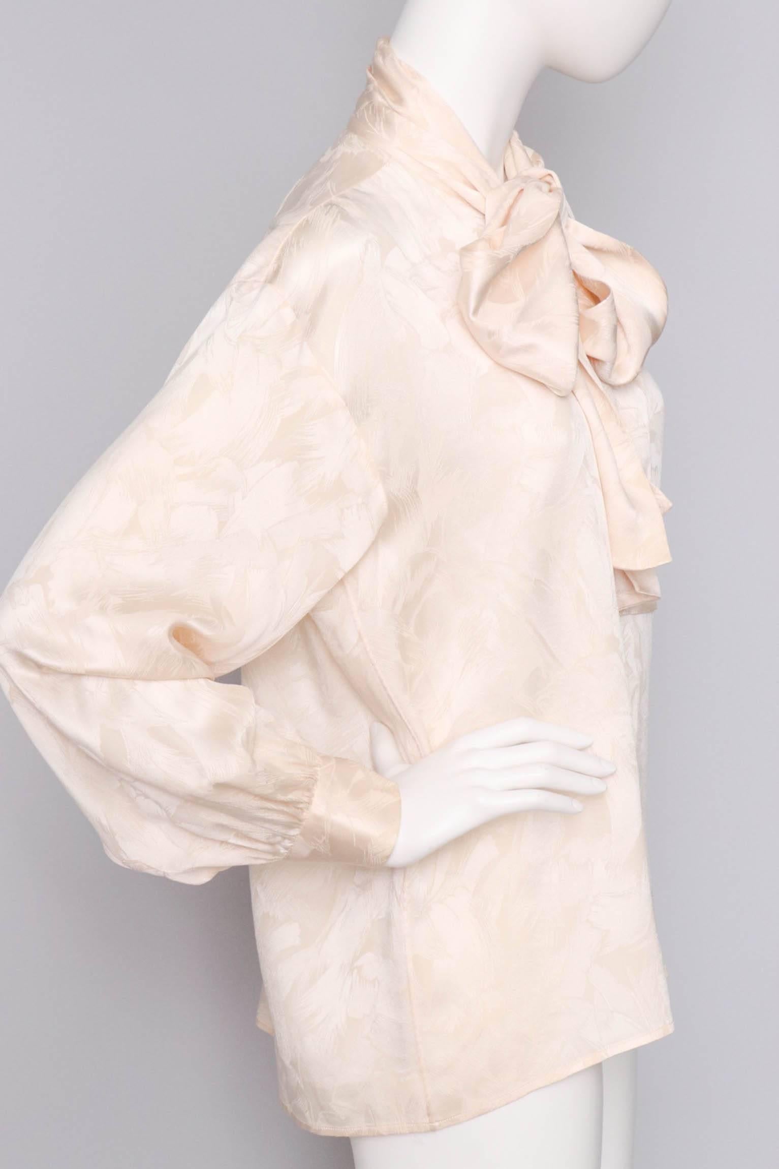 Women's Yves Saint Laurent Rive Gauche Vintage Jacquard Woven Silk Blouse, 1980s 