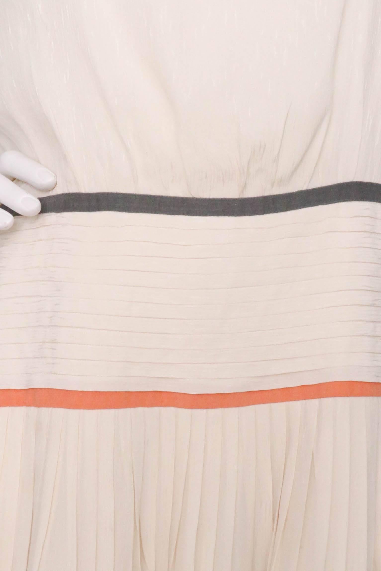 Valentino Vintage White Silk Drop Waist Dress, 1980s  2