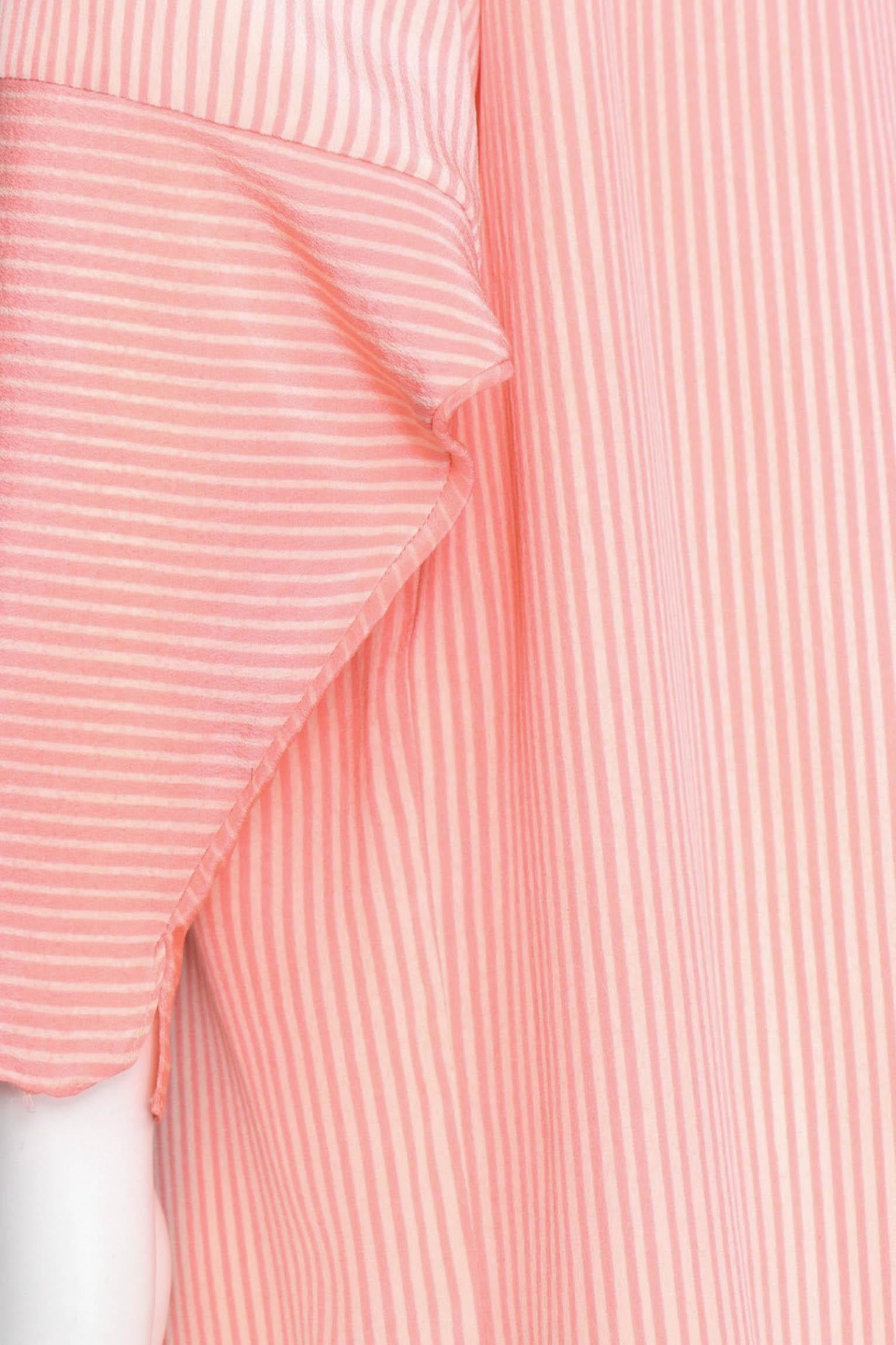 Hanae Mori Pink and White Striped Silk Dress, 1980s  2