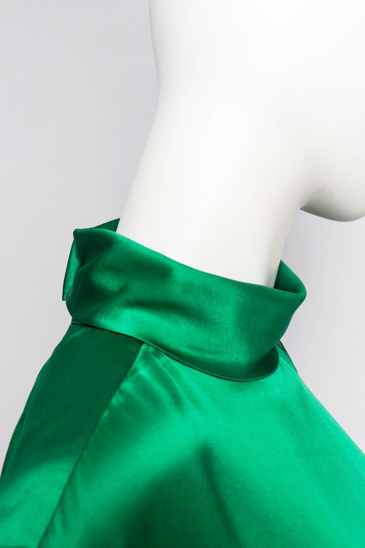 A 1980s Vintage Yves Saint Laurent Rive Gauche Green Silk Blouse 2