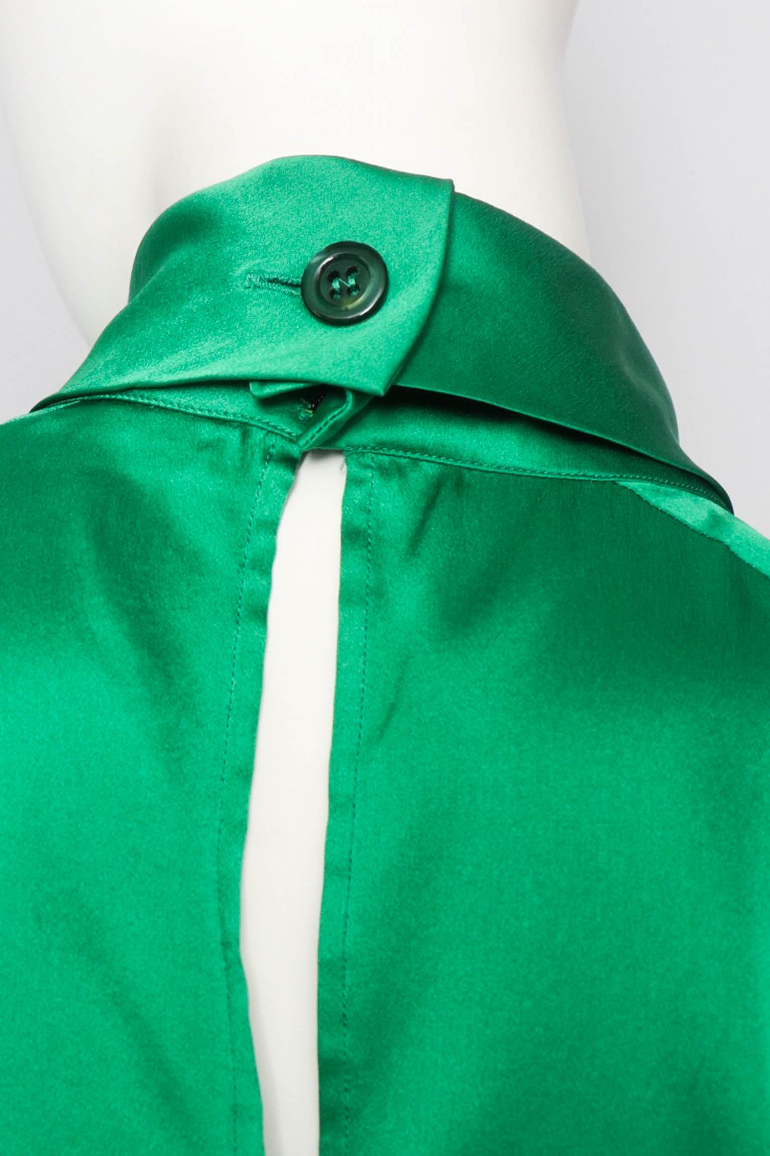 A 1980s Vintage Yves Saint Laurent Rive Gauche Green Silk Blouse 3