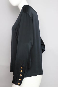 Chanel Vintage Black Silk Blouse, 1990s