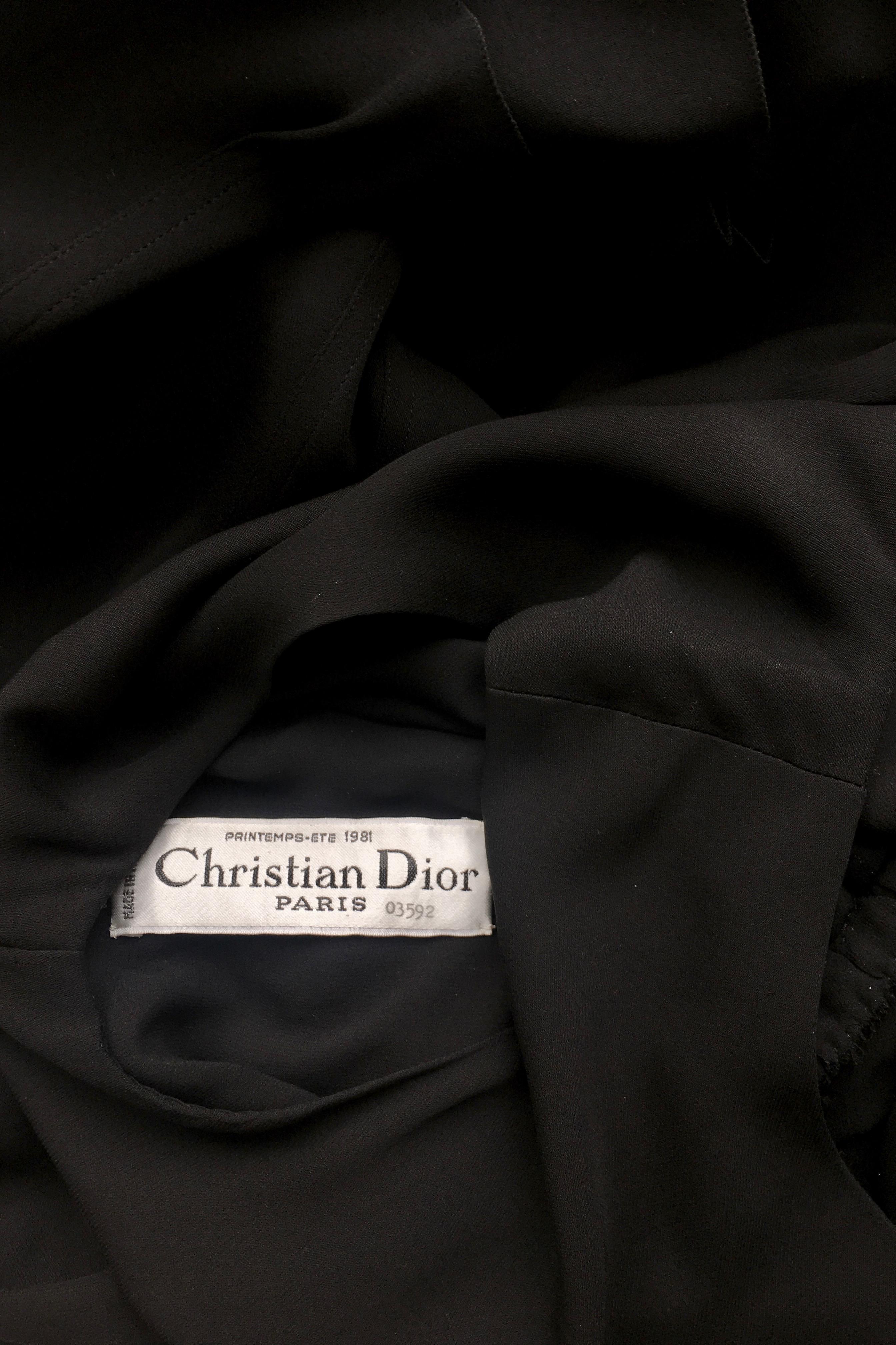 A vintage S/S 1981  Little Black Christian Dior Haute Couture Dress For Sale 7