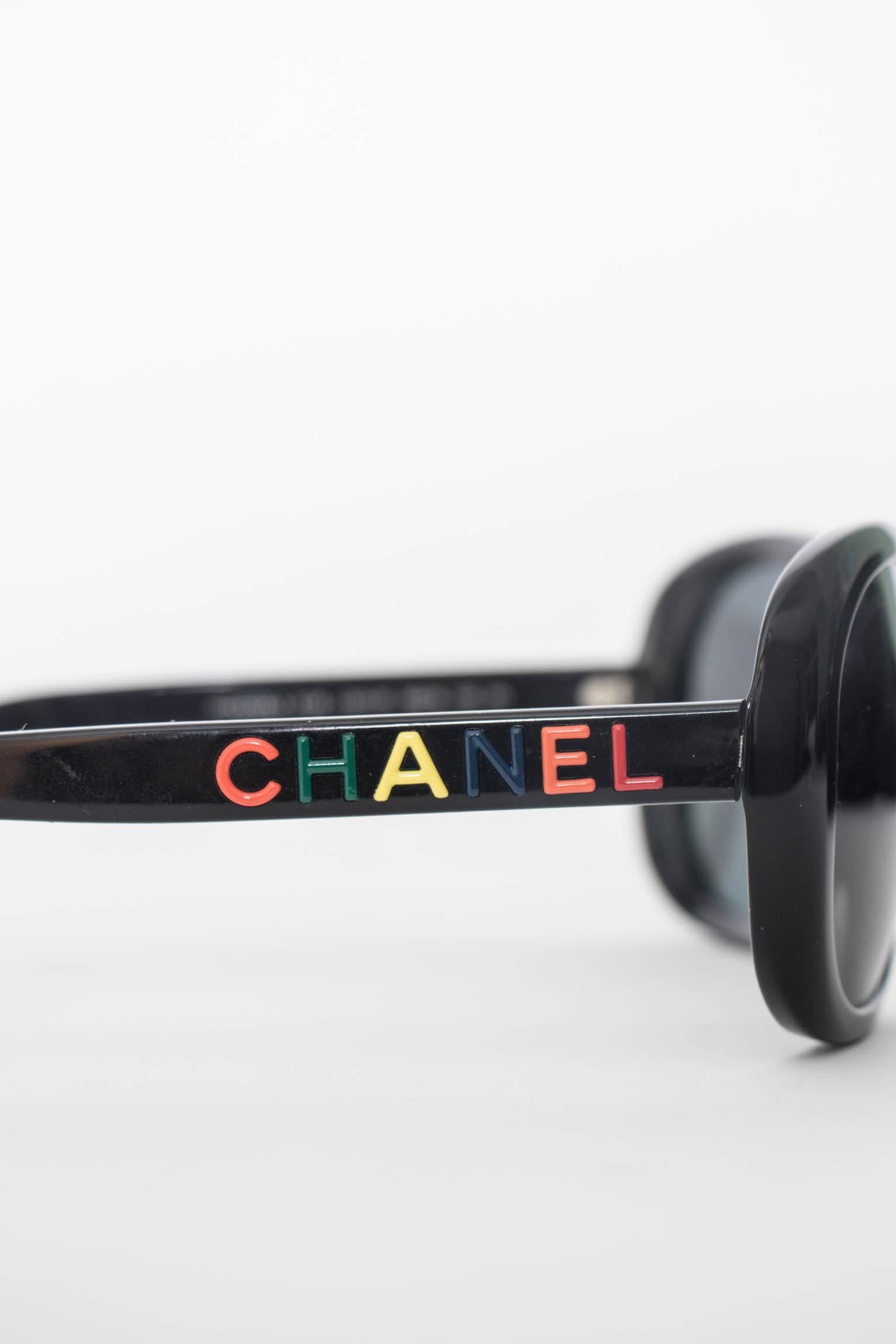 Women's or Men's A Pair of 1990s Vintage Black Chanel Sunglasses